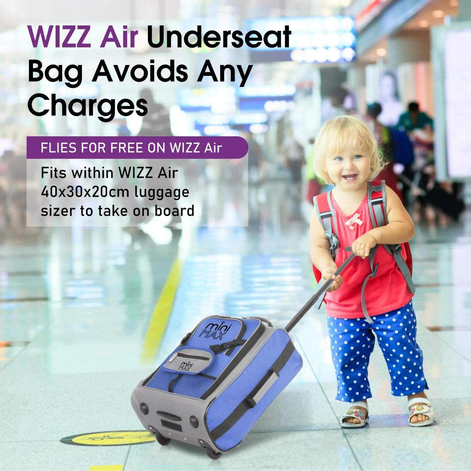Aerolite MiniMAX New Ryanair 40x30x20 Maximum Size Cabin Underseat Trolley Backpack, also fits Wizz Air maximum size requirements, 2 Wheels - Image 5