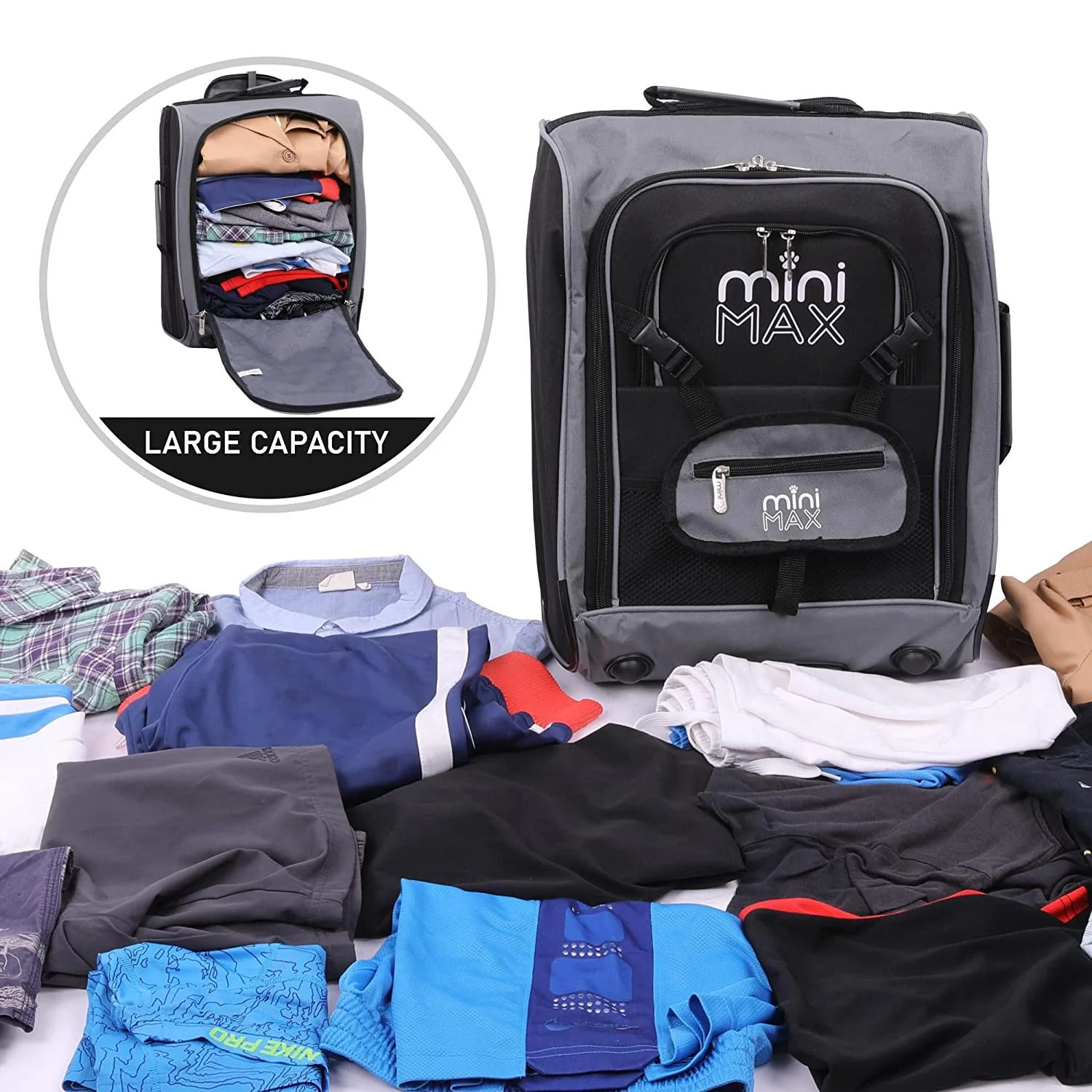 Aerolite MiniMAX (45x36x20cm) Easyjet Cabin Size Under Seat Carry On Suitcase with Backpack and Pouch, 2 Years Warranty - Image 7