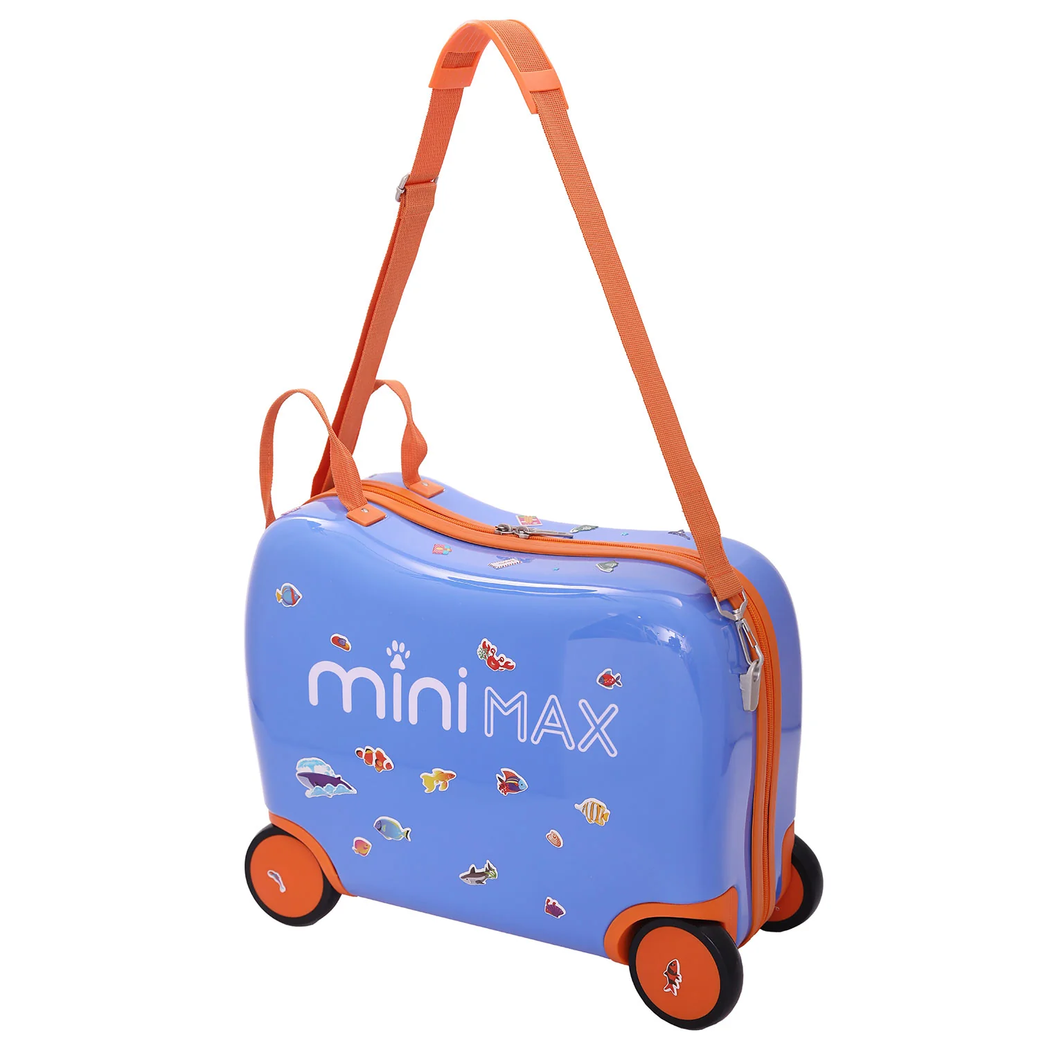 Aerolite MiniMax Childrens Ride-On Suitcase Fits 45x36x20cm Easyjet Maximum Size Kids Hand Luggage With Wheels 29L, Free Neck Pillow, Travel Bag & Stickers (Blue) - Image 13