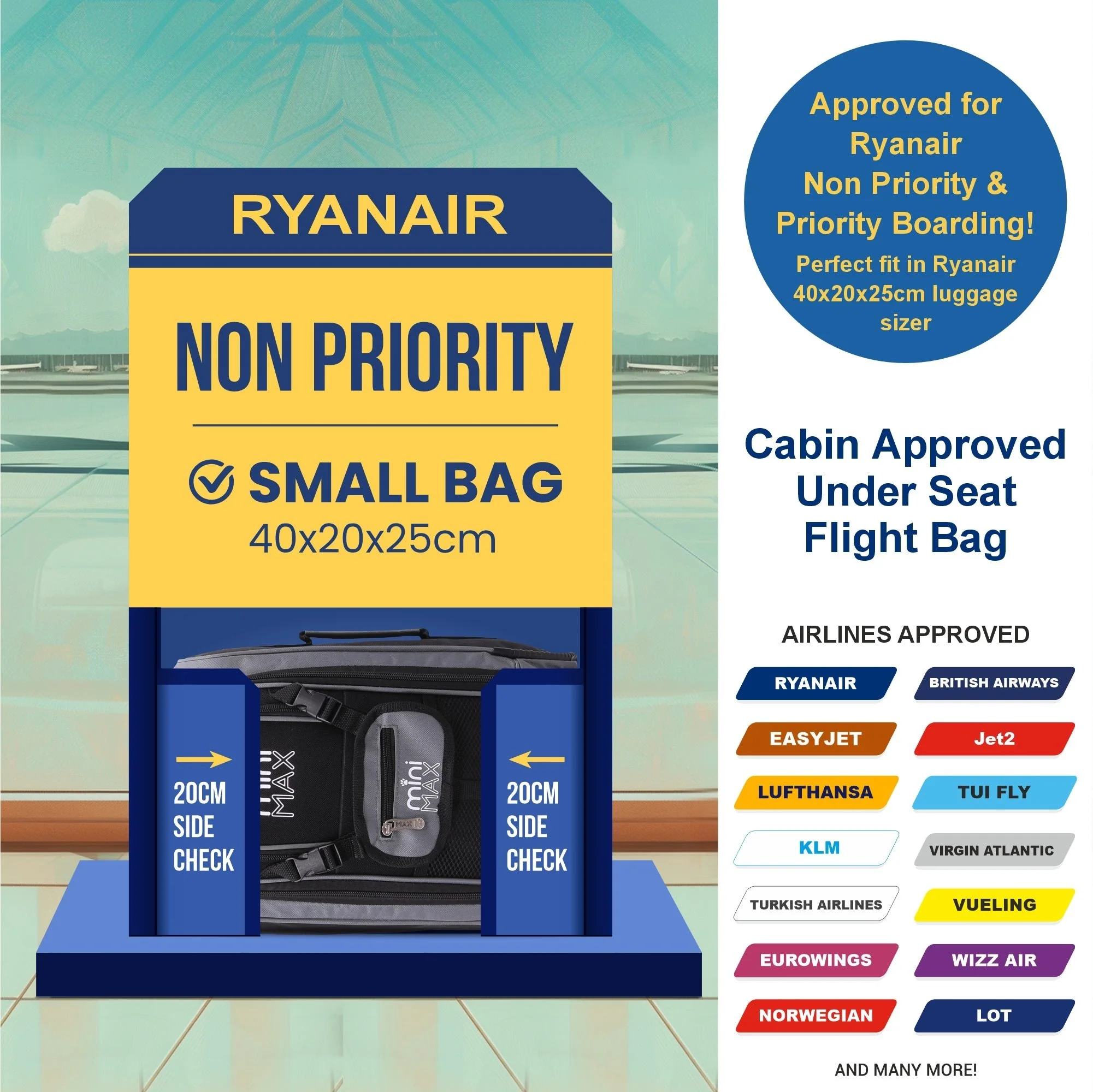 Aerolite MiniMAX New 2025 (40x20x25cm) Trolley Backpack Cabin Luggage, Maximum Allowance for Ryanair, 2 Year Warranty, 20L - Image 2