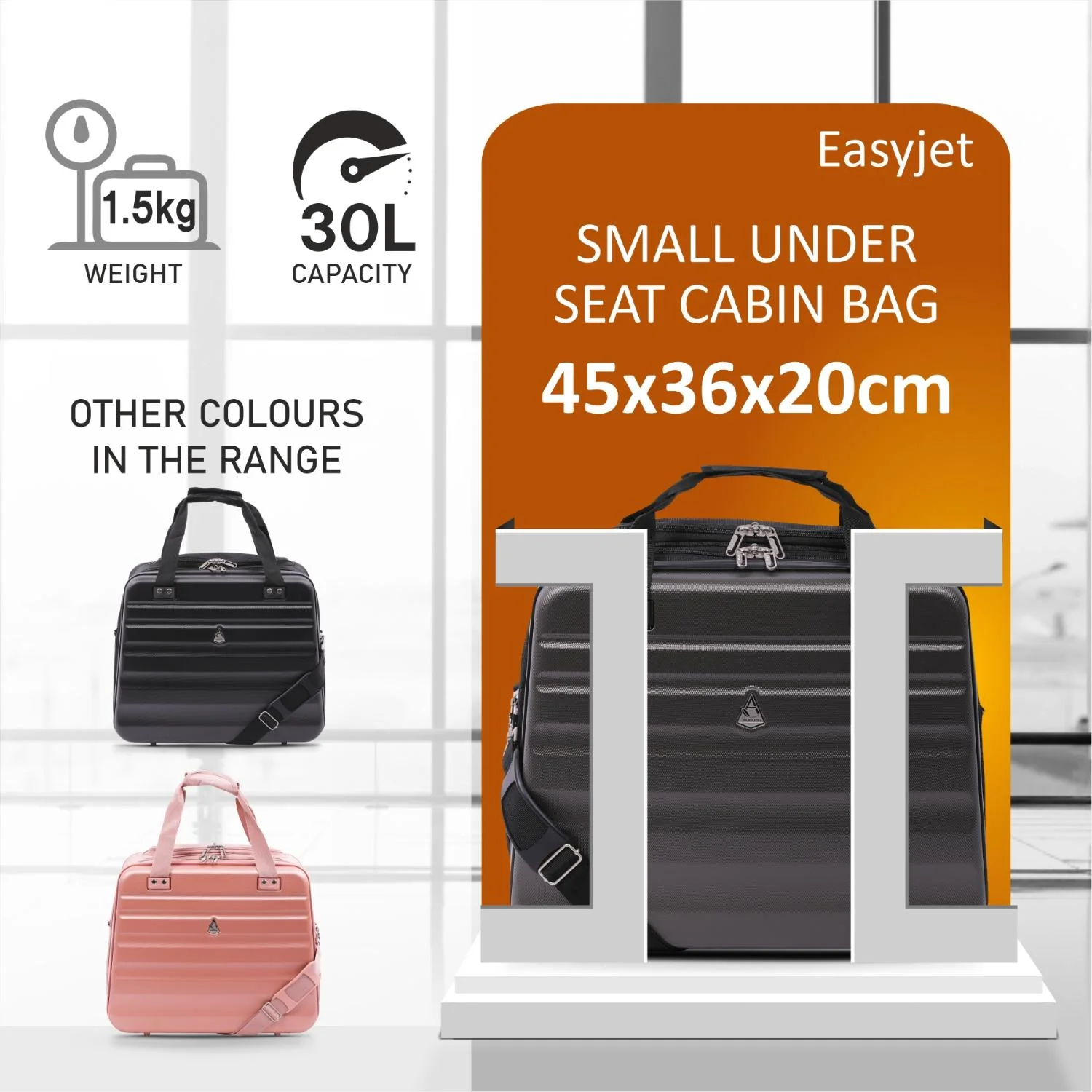 Aerolite Easyjet Maximum Size 45x36x20cm New Summer 2025 Hand Cabin Approved Luggage, Hardshell Carry On Holdall Shoulder Under Seat Flight Bag With 2 Years Of Warranty - Image 3