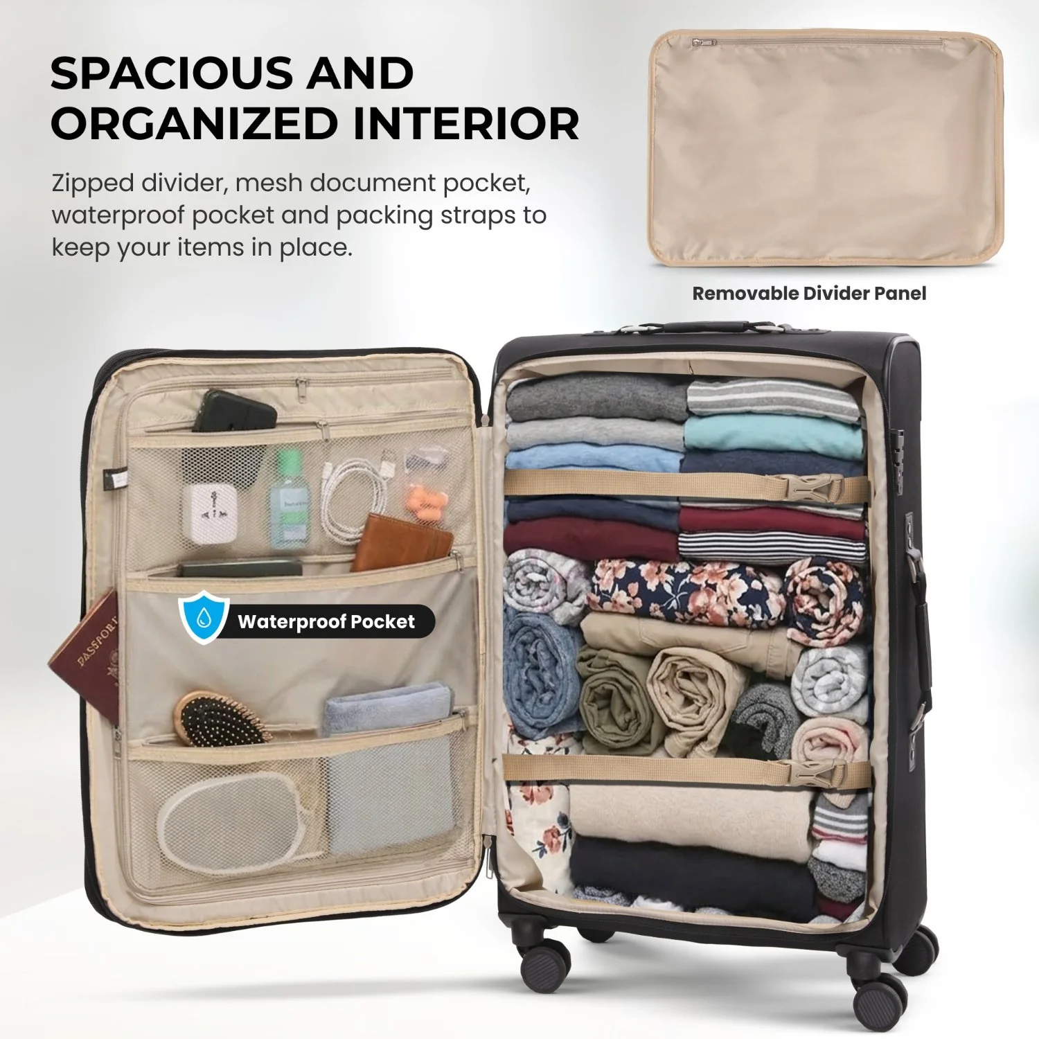 Aerolite Premium 32 Inch Extra Large Expandable Suitcase 150L-172L Lightweight Soft Shell Checked Luggage with Reinforced Metal Frame, Japanese YKK Zips, TSA Lock & Silent Dual Spinner Wheels - Image 11