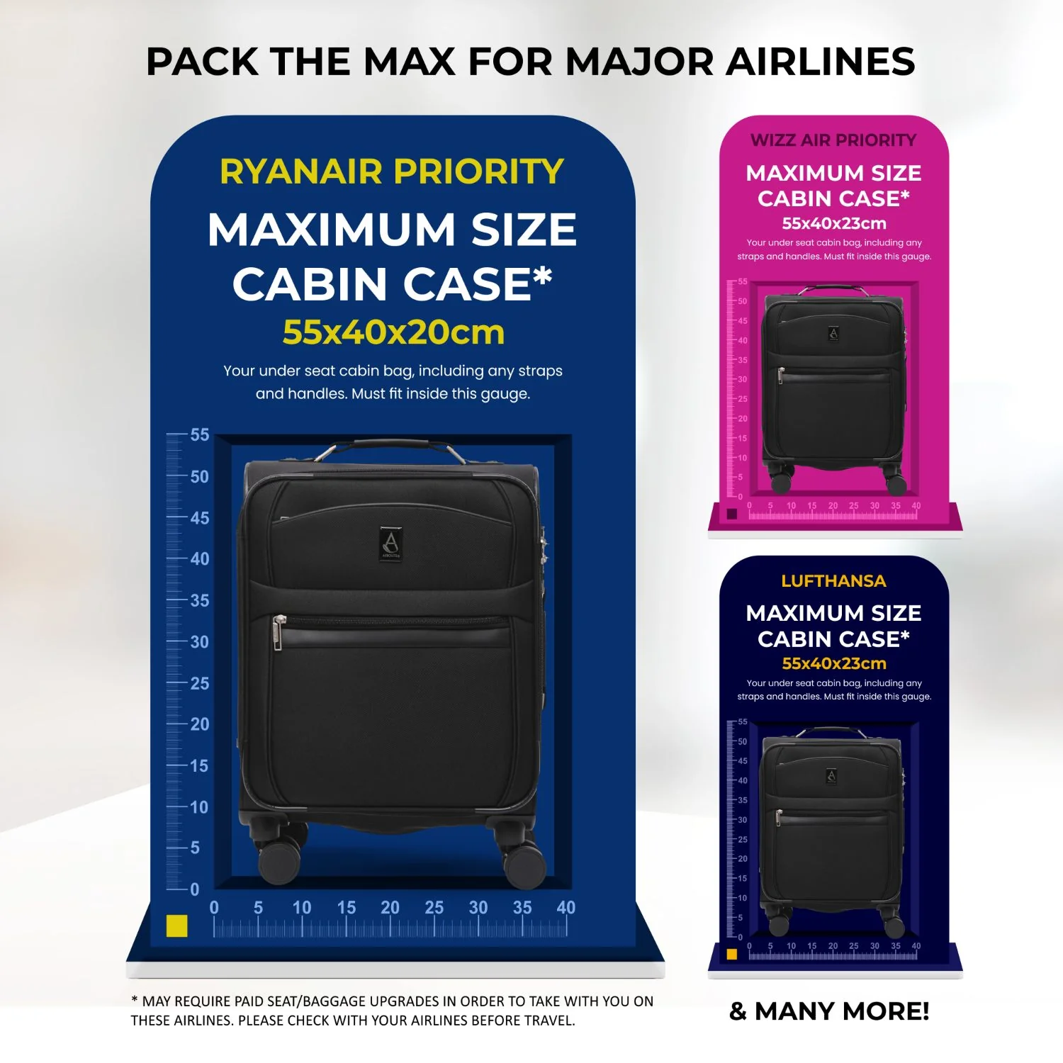 Aerolite Premium Expandable Cabin Luggage 55x40x20/23cm Ryanair Priority Max Carry On Suitcase with Reinforced Metal Frame, TSA Lock, Silent Spinner Wheels & Anti-Microbial Interior – Lightweight Luxury Soft Shell Hand Luggage - Image 13