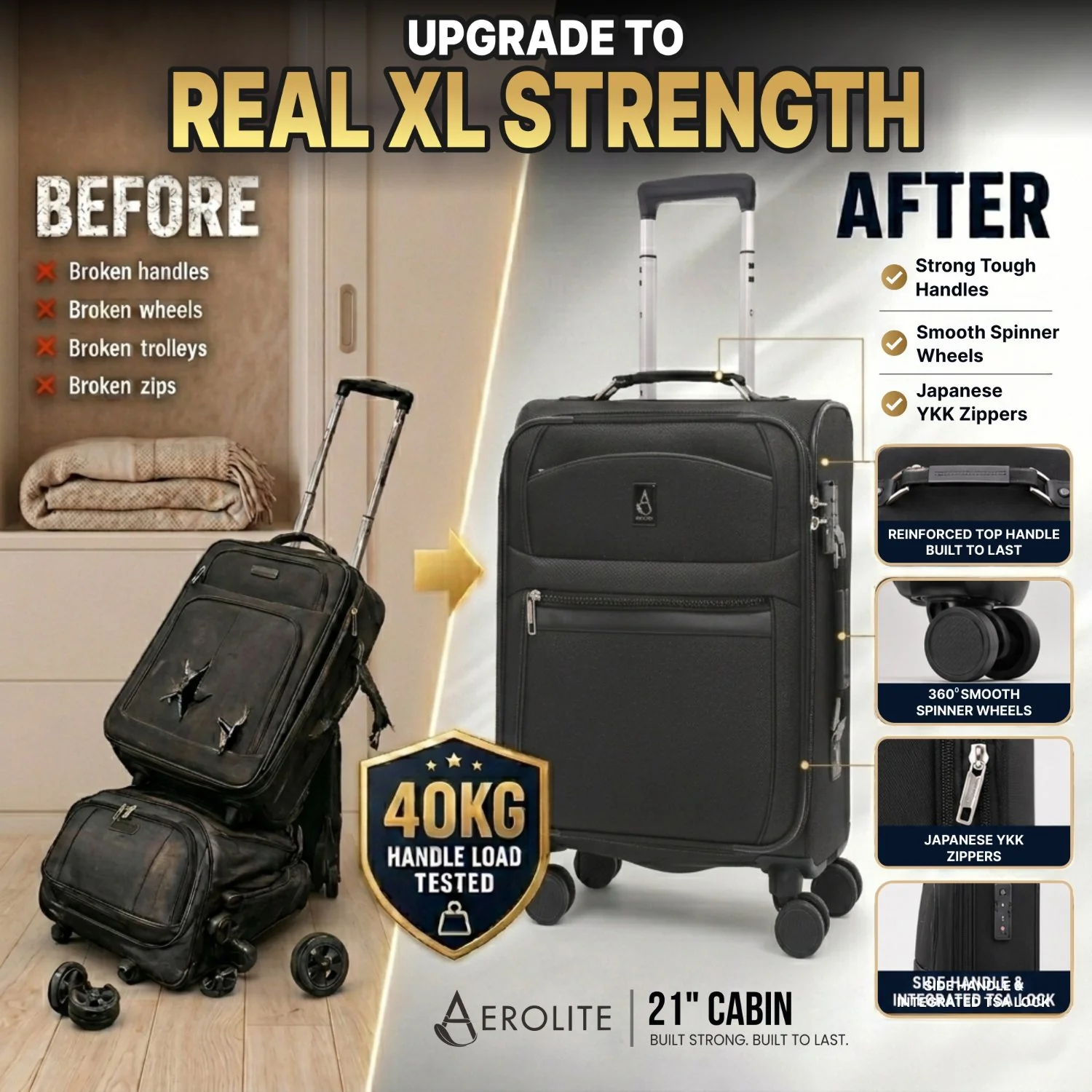 Aerolite Premium Expandable Cabin Luggage 55x40x20/23cm Ryanair Priority Max Carry On Suitcase with Reinforced Metal Frame, TSA Lock, Silent Spinner Wheels & Anti-Microbial Interior – Lightweight Luxury Soft Shell Hand Luggage - Image 9