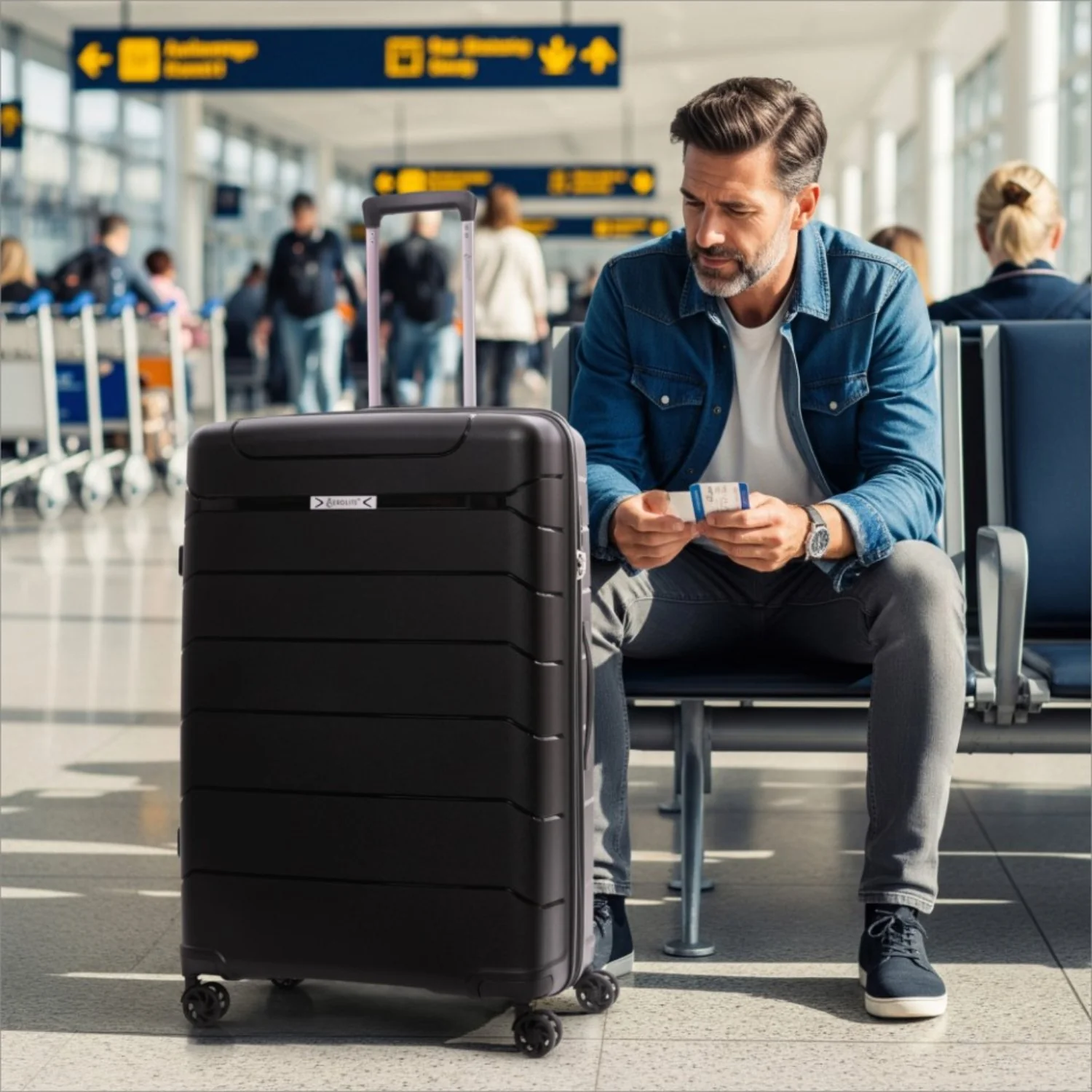 Aerolite Large Lightweight 100L Polypropylene (PP) 28" Check-In Suitcase – Hard Shell Luggage with Spinner Wheels, Japanese YKK Zippers, TSA Lock & Waterproof Pocket, Black - Image 6