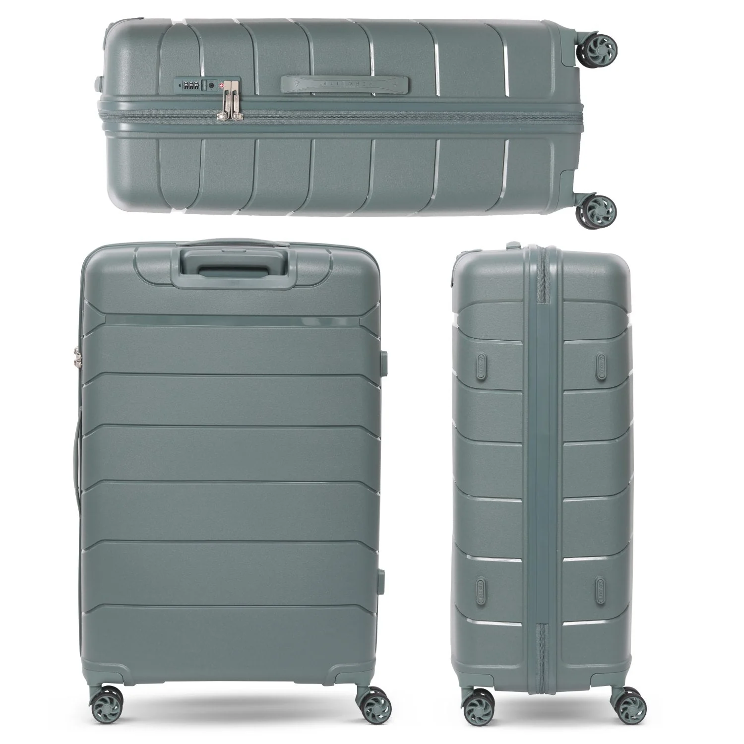 Aerolite Premium PP 2-Piece Luggage Set, Lightweight Polypropylene Hard Shell Suitcases with 4 Dual Spinner Wheels & TSA Lock, Expandable Cabin (21”), Large (28”), Expandable Carry-On Case Included – Dark Green - Image 12