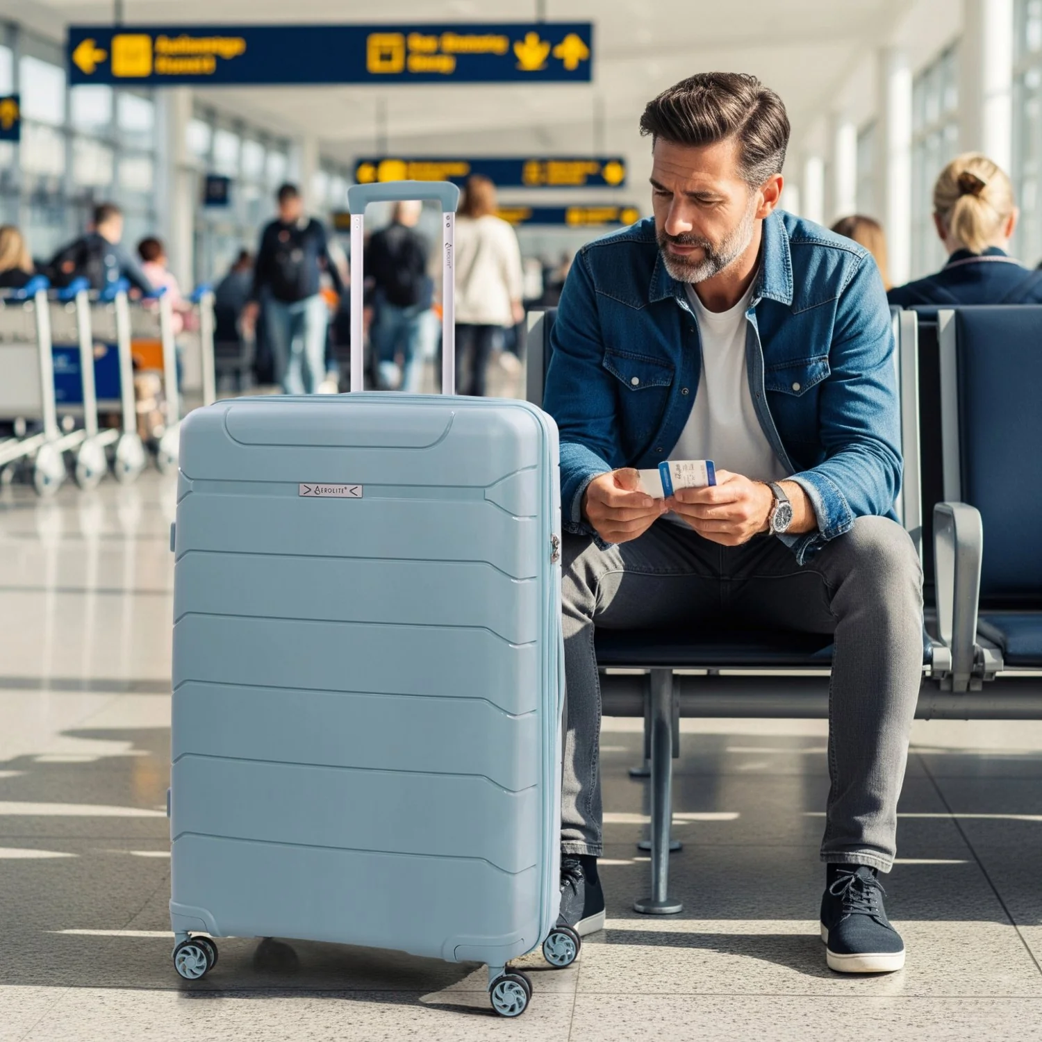 Aerolite Large Lightweight 100L Polypropylene (PP) 28" Check-In Suitcase – Hard Shell Luggage with Spinner Wheels, Japanese YKK Zippers, TSA Lock & Waterproof Pocket, Sage - Image 5