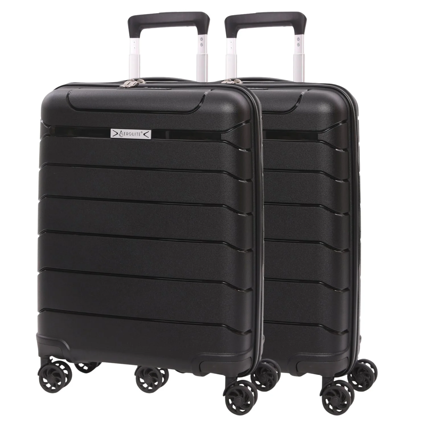 Aerolite 55x40x20/23cm Ryanair Priority Max Size Expandable Cabin Suitcase, Also Fits Wizz Air Priority, Lightweight PP Hard Shell Carry-On with 4 Spinner Wheels & TSA Lock (x2) – Black