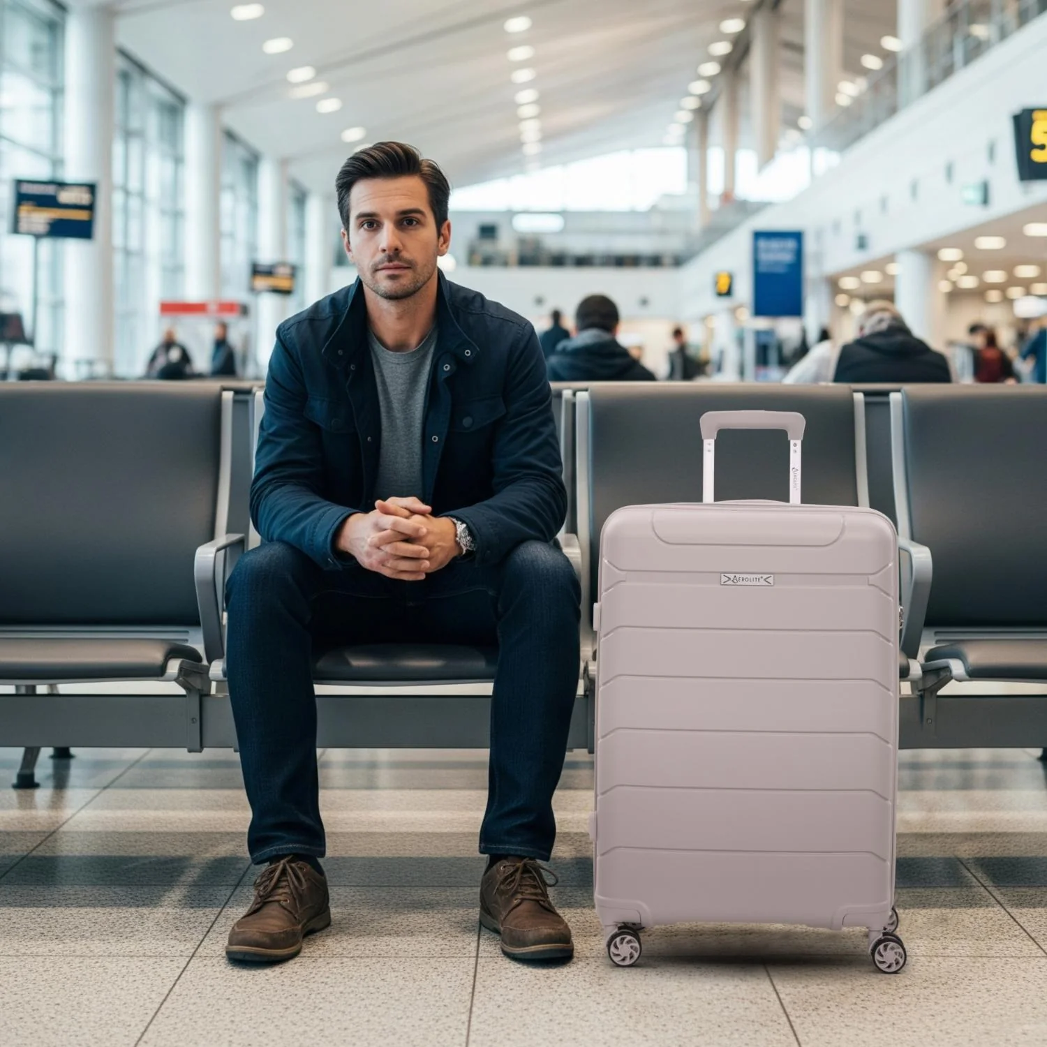 Aerolite 24” Medium 67L Lightweight Polypropylene (PP) Check-In Suitcase – Hard Shell Luggage with Spinner Wheels, TSA Lock & Organised Interior, Cream - Image 6