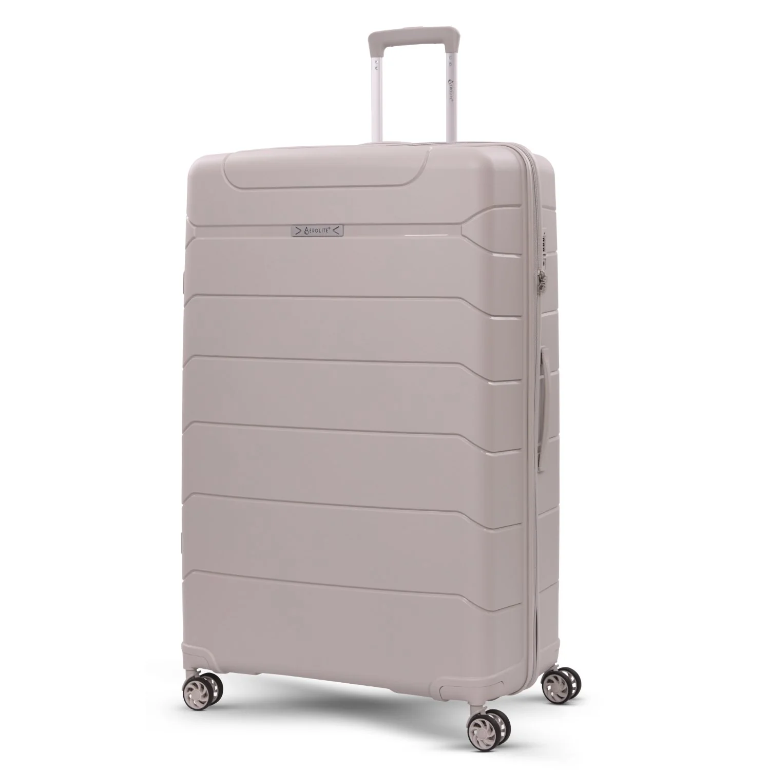 Aerolite Premium PP 4 Piece Hard Shell 4 Dual Wheel Spinner Travel Luggage Suitcase Set , Expandable Cabin + Medium + Large + Extra Large - Cream - Image 22