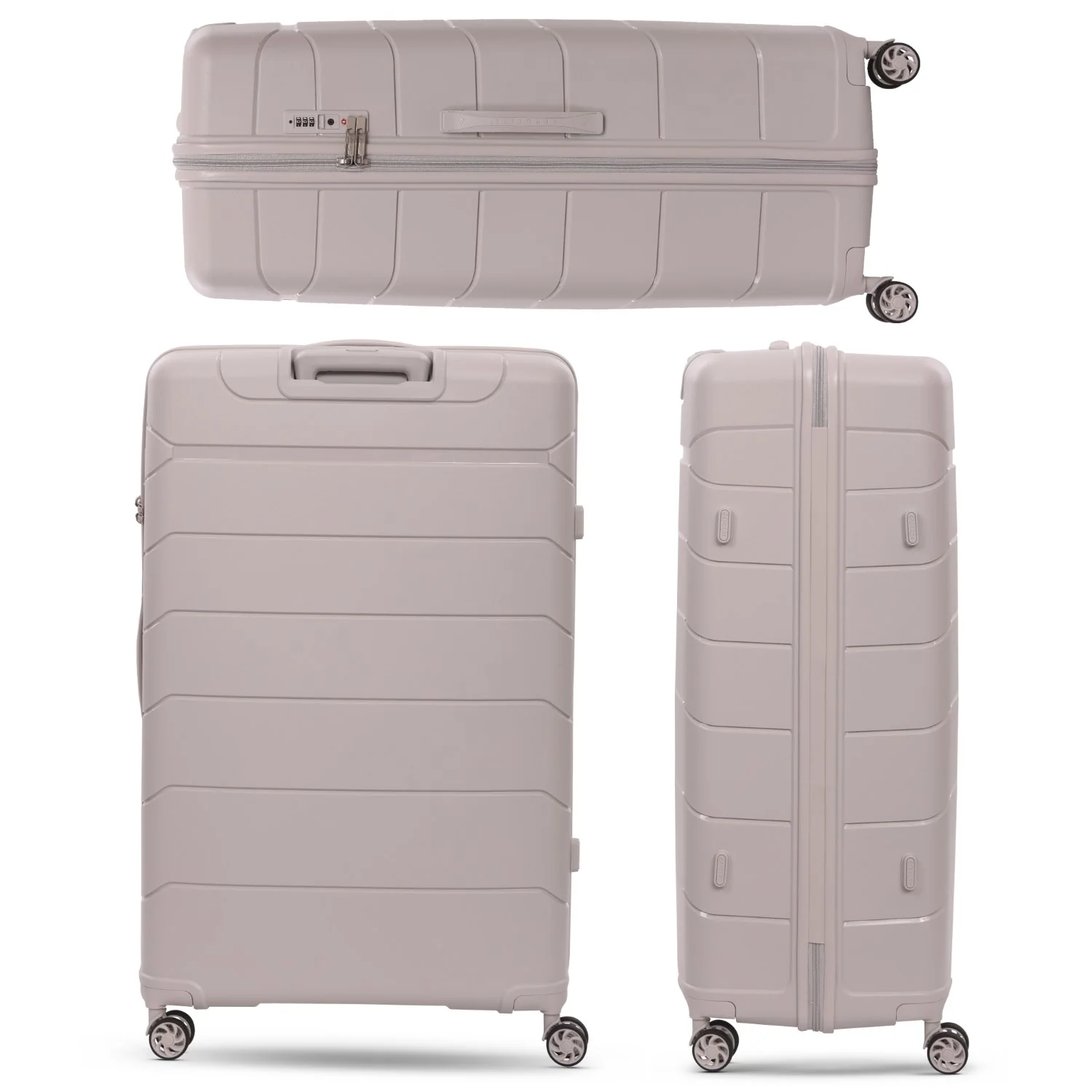 Aerolite Premium PP 4 Piece Hard Shell 4 Dual Wheel Spinner Travel Luggage Suitcase Set , Expandable Cabin + Medium + Large + Extra Large - Cream - Image 25