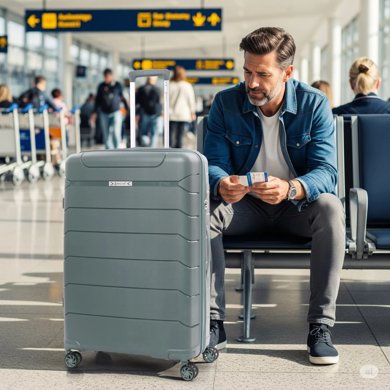 Aerolite Premium PP 4 Piece Hard Shell 4 Dual Wheel Spinner Travel Luggage Suitcase Set , Expandable Cabin + Medium + Large + Extra Large - Dark Green - Image 21