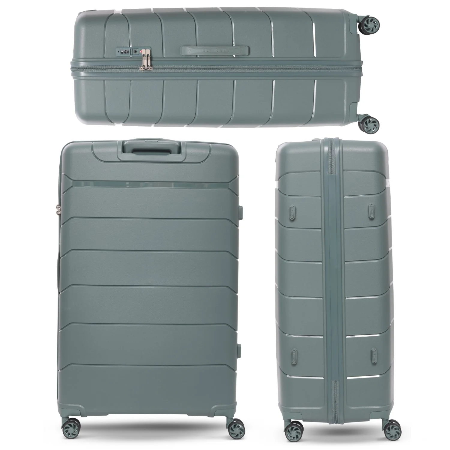 Aerolite Premium PP 4 Piece Hard Shell 4 Dual Wheel Spinner Travel Luggage Suitcase Set , Expandable Cabin + Medium + Large + Extra Large - Dark Green - Image 26