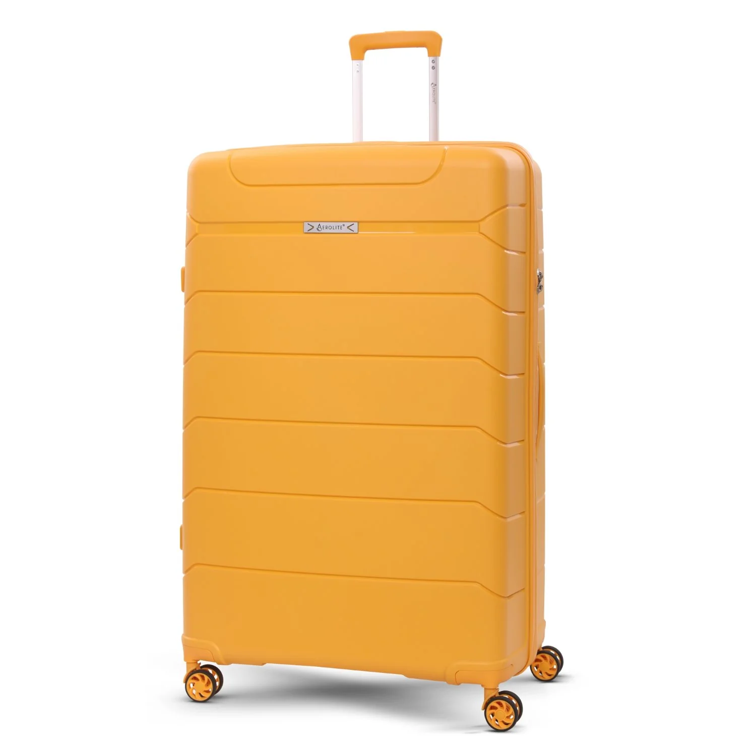 Aerolite Premium PP 4 Piece Hard Shell 4 Dual Wheel Spinner Travel Luggage Suitcase Set , Expandable Cabin + Medium + Large + Extra Large - Mango - Image 22