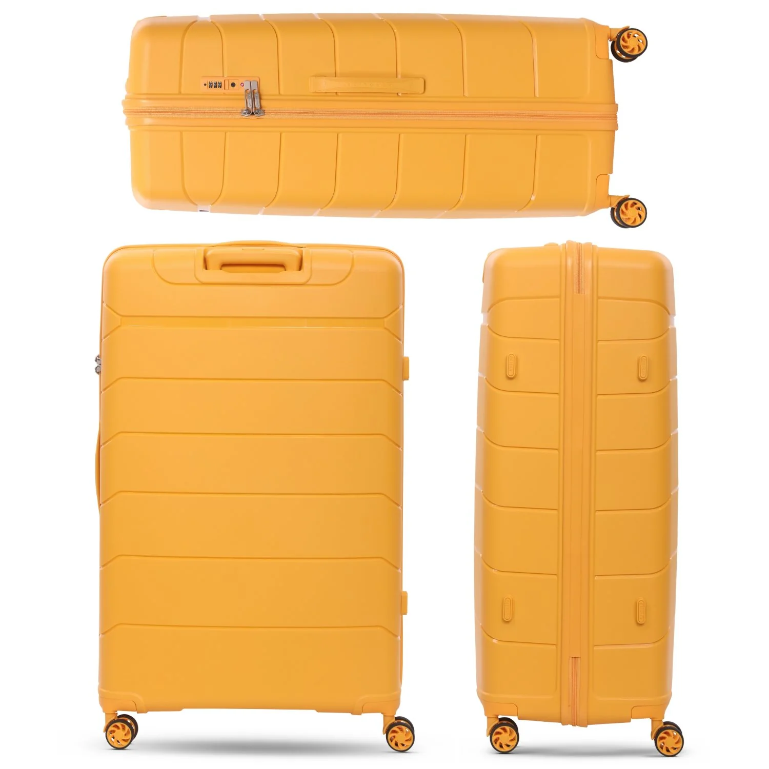 Aerolite Premium PP 4 Piece Hard Shell 4 Dual Wheel Spinner Travel Luggage Suitcase Set , Expandable Cabin + Medium + Large + Extra Large - Mango - Image 26