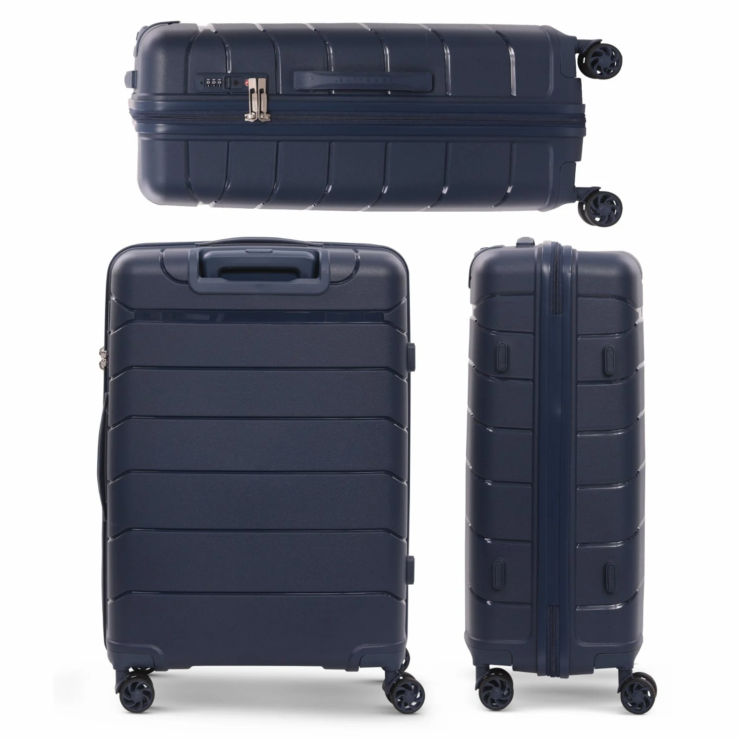 Aerolite 24” Medium 67L Lightweight Polypropylene (PP) Check-In Suitcase – Hard Shell Luggage with Spinner Wheels, TSA Lock & Organised Interior, Navy - Image 5