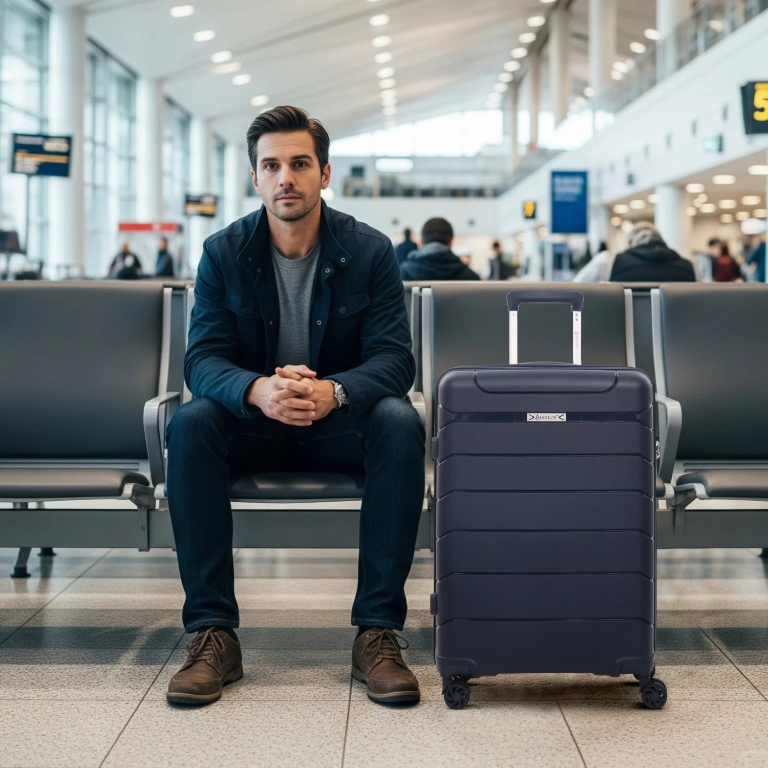 Aerolite 24” Medium 67L Lightweight Polypropylene (PP) Check-In Suitcase – Hard Shell Luggage with Spinner Wheels, TSA Lock & Organised Interior, Navy - Image 6