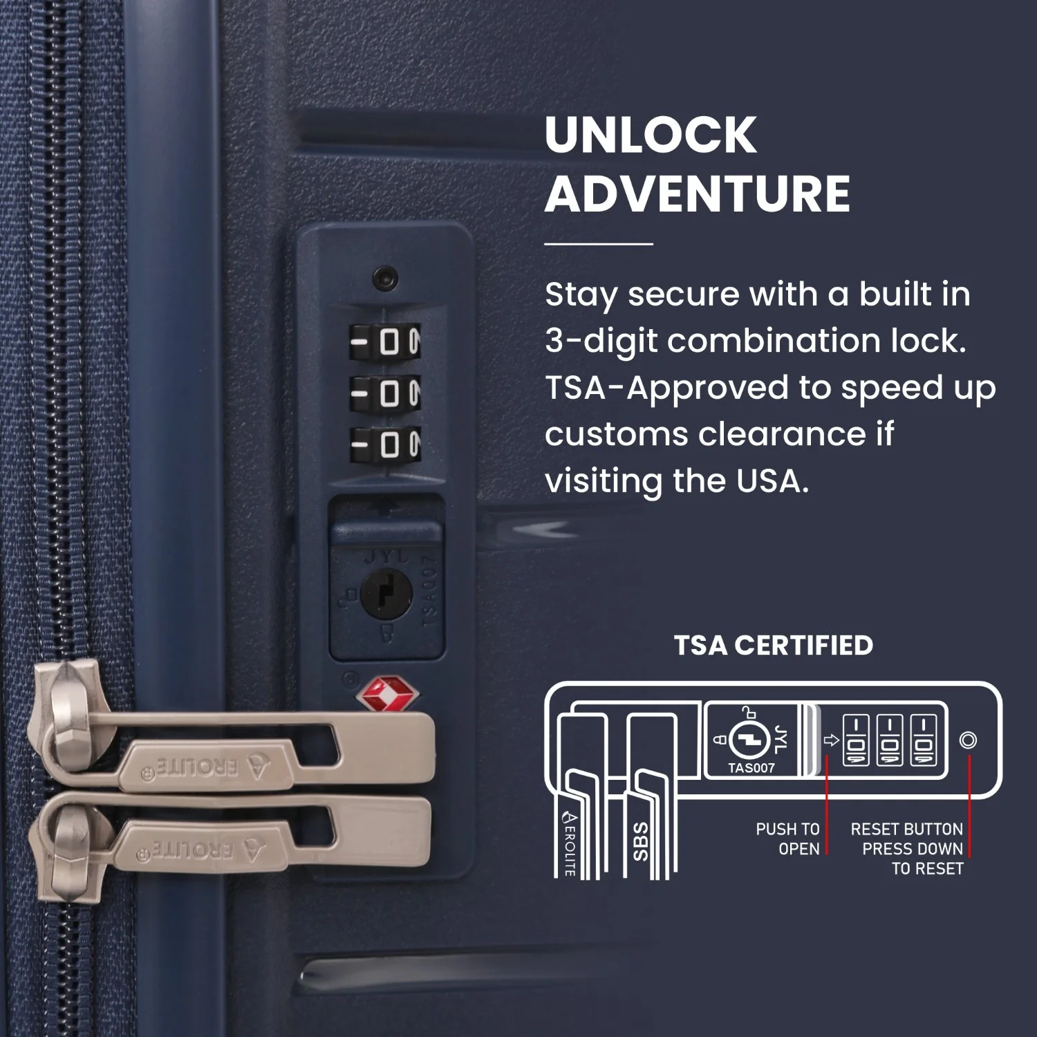 Aerolite Large Lightweight 100L Polypropylene (PP) 28" Check-In Suitcase – Hard Shell Luggage with Spinner Wheels, Japanese YKK Zippers, TSA Lock & Waterproof Pocket, Navy - Image 4