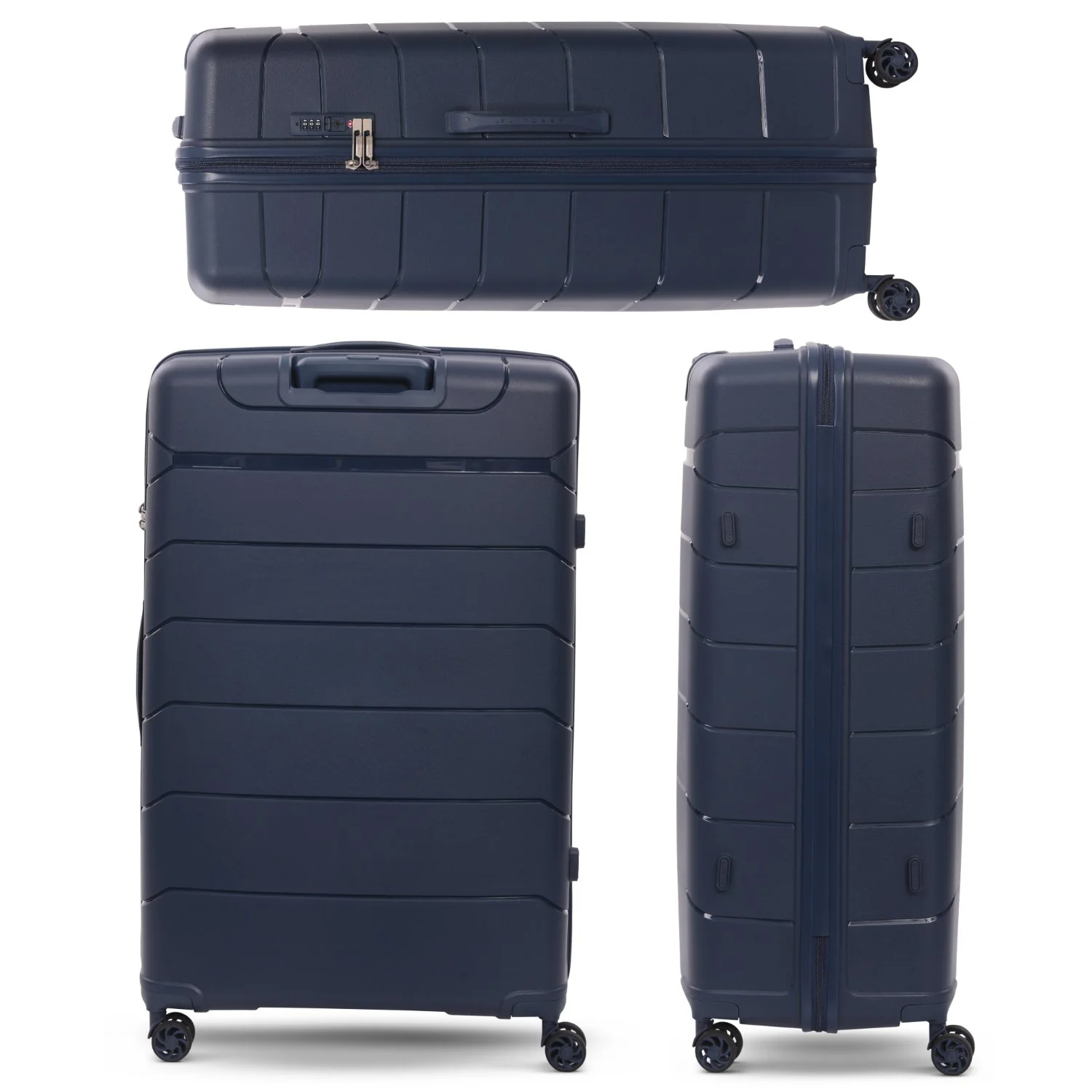 Aerolite Premium PP 4 Piece Hard Shell 4 Dual Wheel Spinner Travel Luggage Suitcase Set , Expandable Cabin + Medium + Large + Extra Large - Navy - Image 26