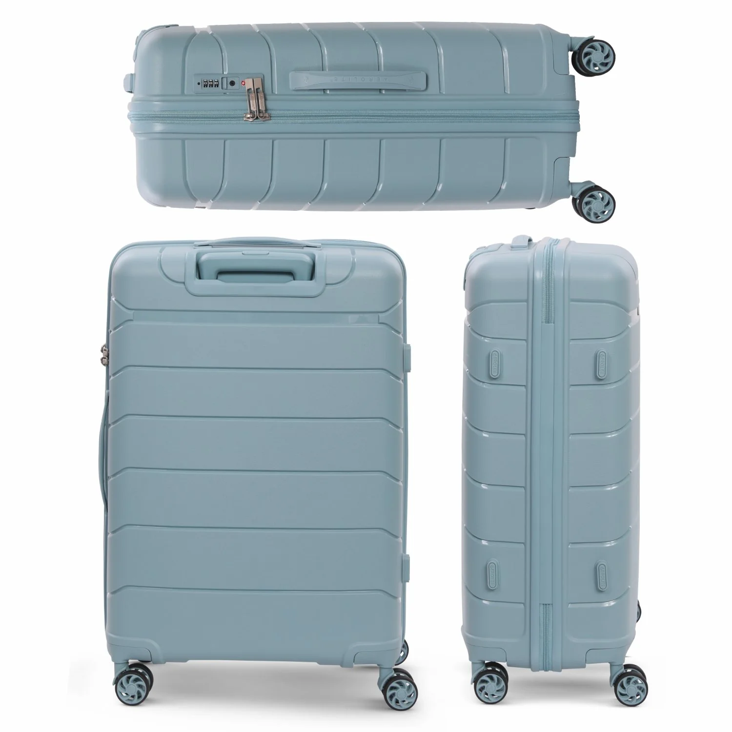 Aerolite 24” Medium 67L Lightweight Polypropylene (PP) Check-In Suitcase – Hard Shell Luggage with Spinner Wheels, TSA Lock & Organised Interior, Sage - Image 5