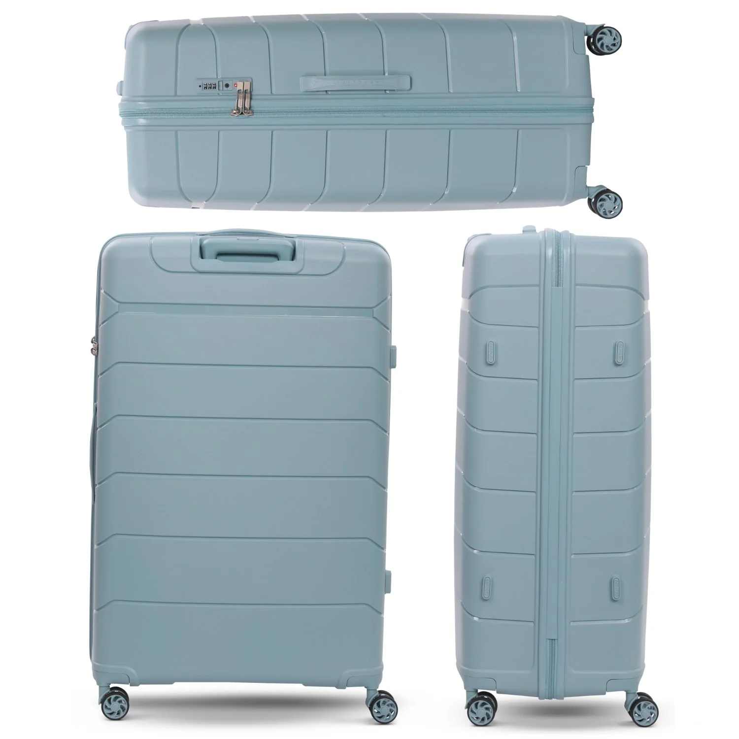 Aerolite Premium PP 4 Piece Hard Shell 4 Dual Wheel Spinner Travel Luggage Suitcase Set , Expandable Cabin + Medium + Large + Extra Large - Sage - Image 26
