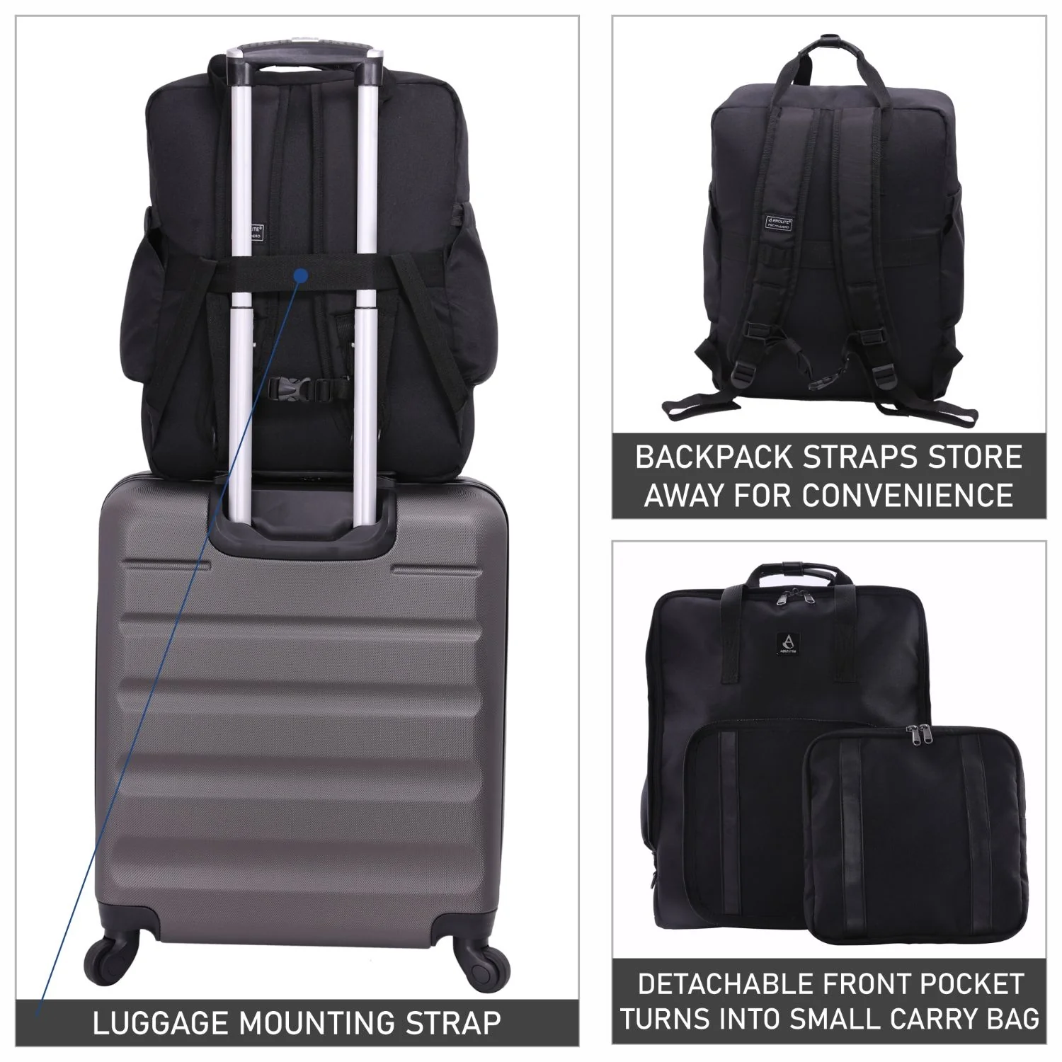 Aerolite 45x36x20cm Easyjet Maximum Eco-Friendly Super Premium Quality Backpack With Removable Small Carry Pouch Recycled Eco-Friendly, Shower-Resistant Cabin Luggage Approved Travel Carry On Flight Rucksack with 10 Year Warranty - Image 10