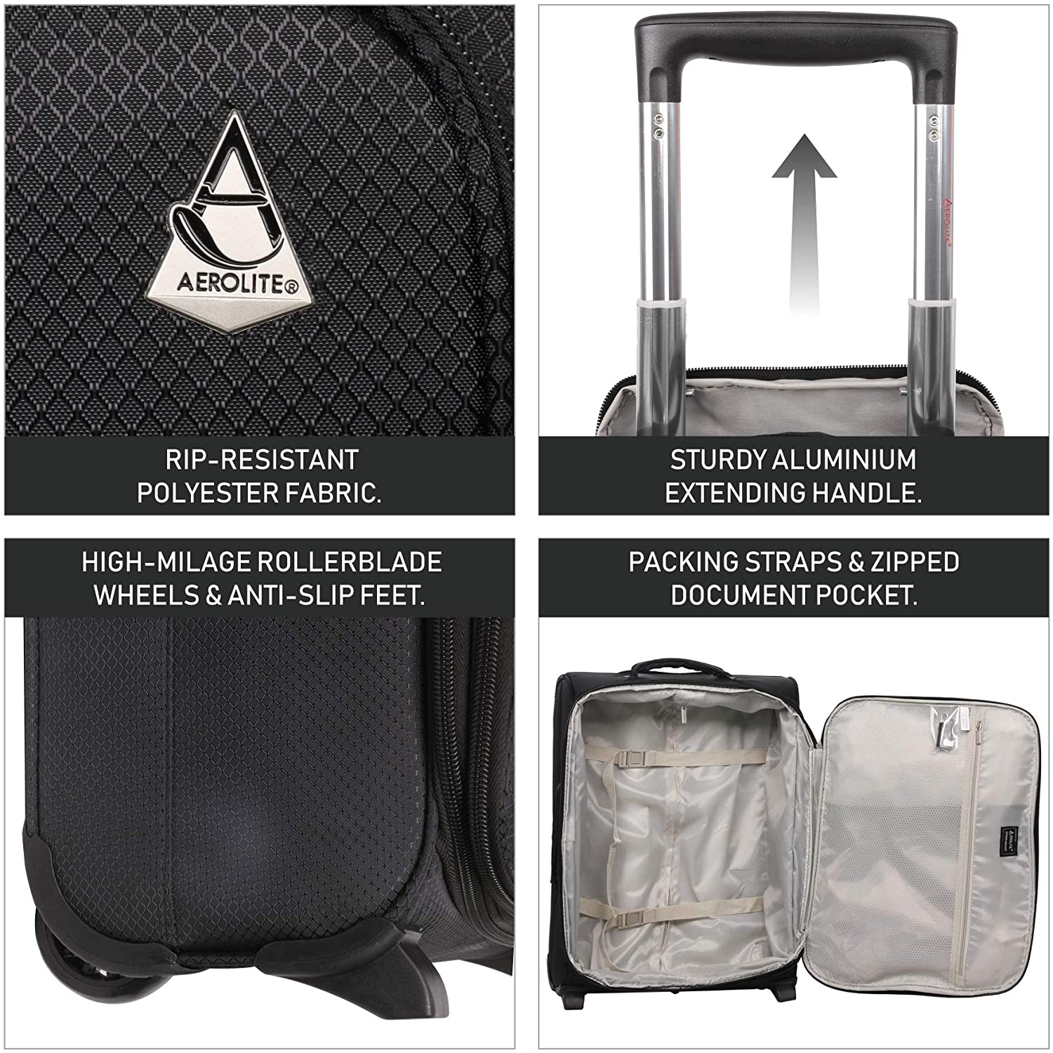 Aerolite Ryanair Ultimate Luggage Set, Priority Cabin Suitcase 55x40x20cm, Underseat Holdall 40x20x25cm, 29” Large Checked Suitcase, Luggage Scale and 2xTSA locks - Image 4