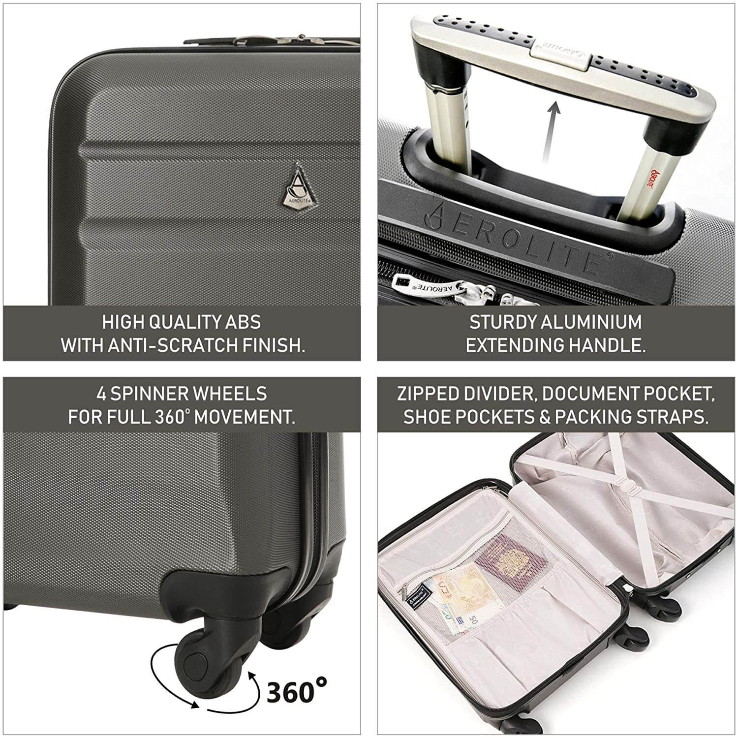 Aerolite Ryanair Ultimate Luggage Set, Priority Cabin Suitcase 55x40x20cm, Underseat Holdall 40x20x25cm, 29” Large Checked Suitcase, Luggage Scale and 2xTSA locks - Image 4