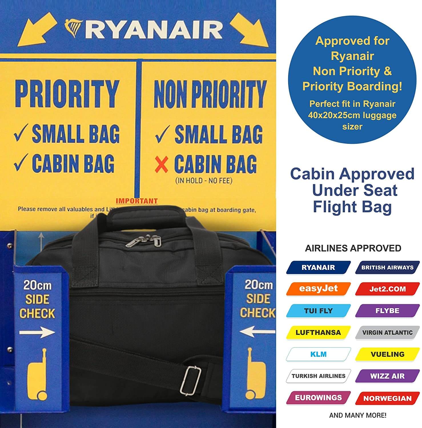 Aerolite Ryanair Ultimate Luggage Set, Priority Cabin Suitcase 55x40x20cm, Underseat Holdall 40x20x25cm, 29” Large Checked Suitcase, Luggage Scale and 2xTSA locks - Image 8