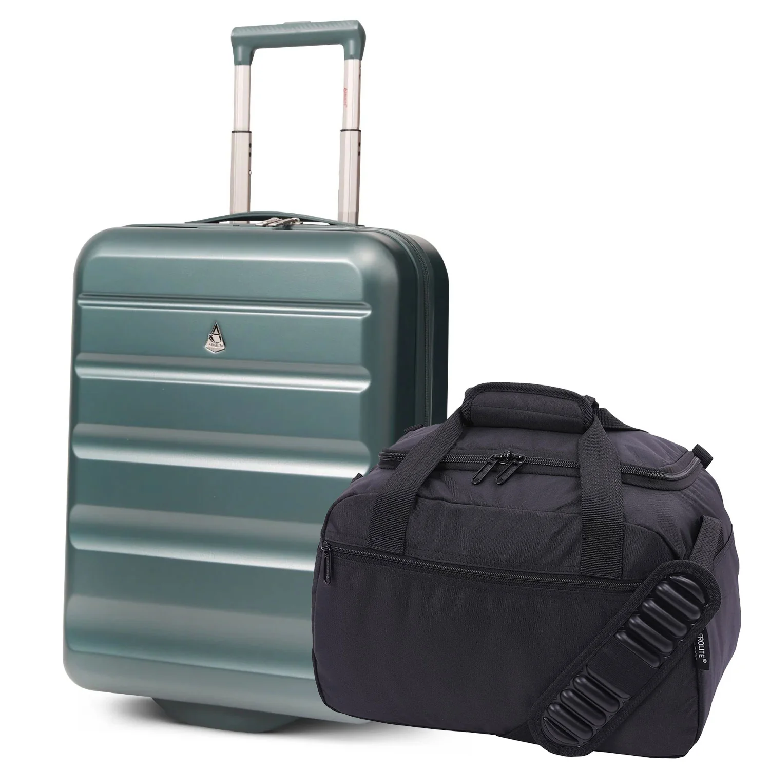Aerolite Ryanair Priority Max Cabin Luggage Set – 55x40x20cm Expandable Hard Shell Suitcase 40–46L + New Ryanair Size 40x30x20cm Eco Underseat Holdall 24L (Green + Black) - Image 9