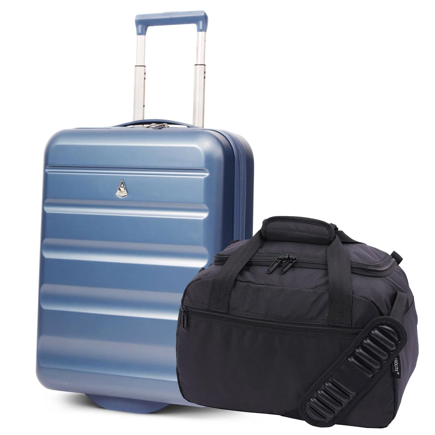 Aerolite Ryanair Priority Max Cabin Luggage Set – 55x40x20cm Expandable Hard Shell Suitcase 40–46L + New Ryanair Size 40x30x20cm Eco Underseat Holdall 24L (Blue + Black) - Image 9