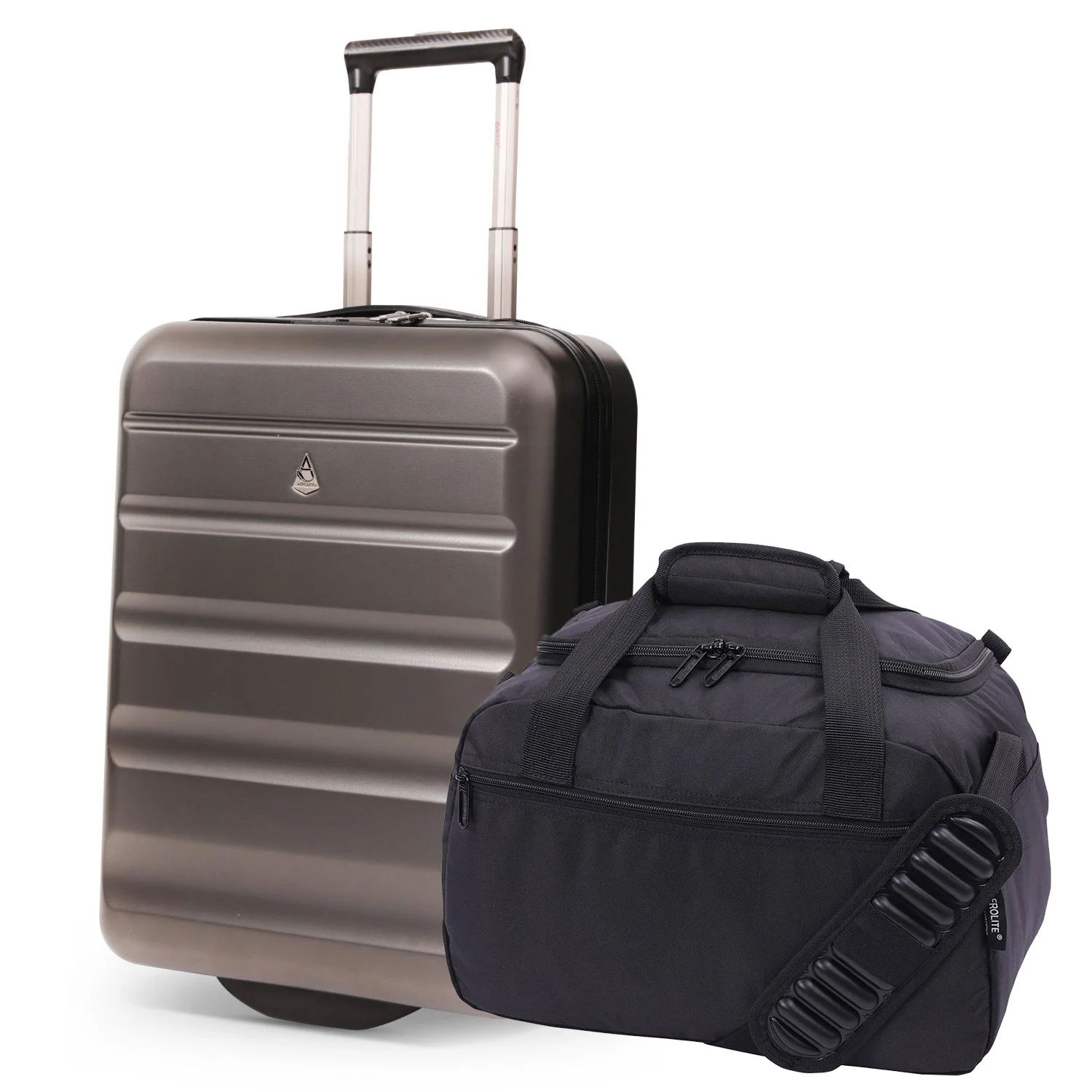 Aerolite Ryanair Priority Max Cabin Luggage Set – 55x40x20cm Expandable Hard Shell Suitcase 40–46L + New Ryanair Size 40x30x20cm Eco Underseat Holdall 24L (Charcoal + Black) - Image 9