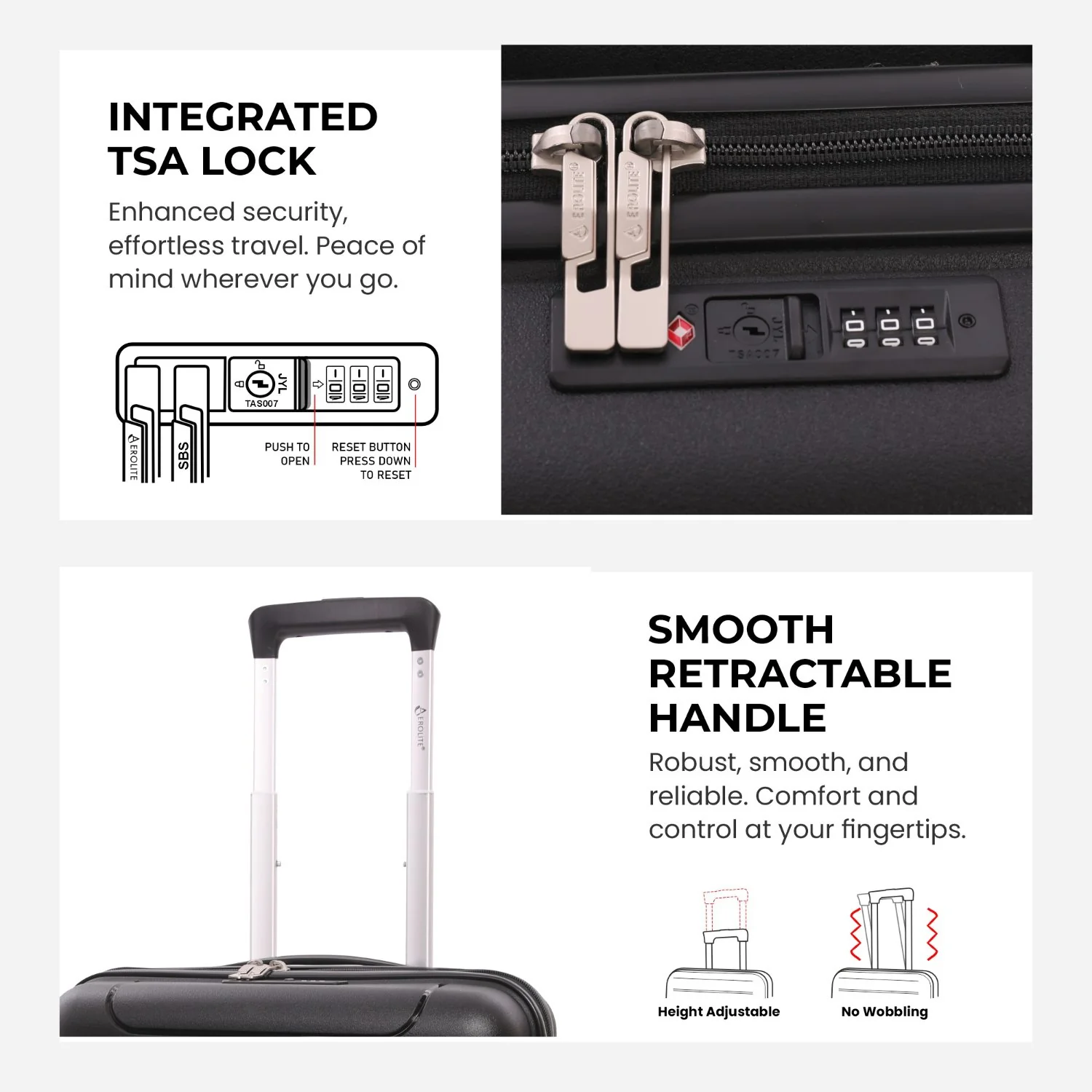 Aerolite Premium PP Expandable Cabin Suitcase 55x40x20cm to 55x40x23cm, Ryanair & Wizz Air Priority Max Size, Lightweight Polypropylene Hard Shell Carry-On with 4 Wheels & TSA Lock - Black - Image 6