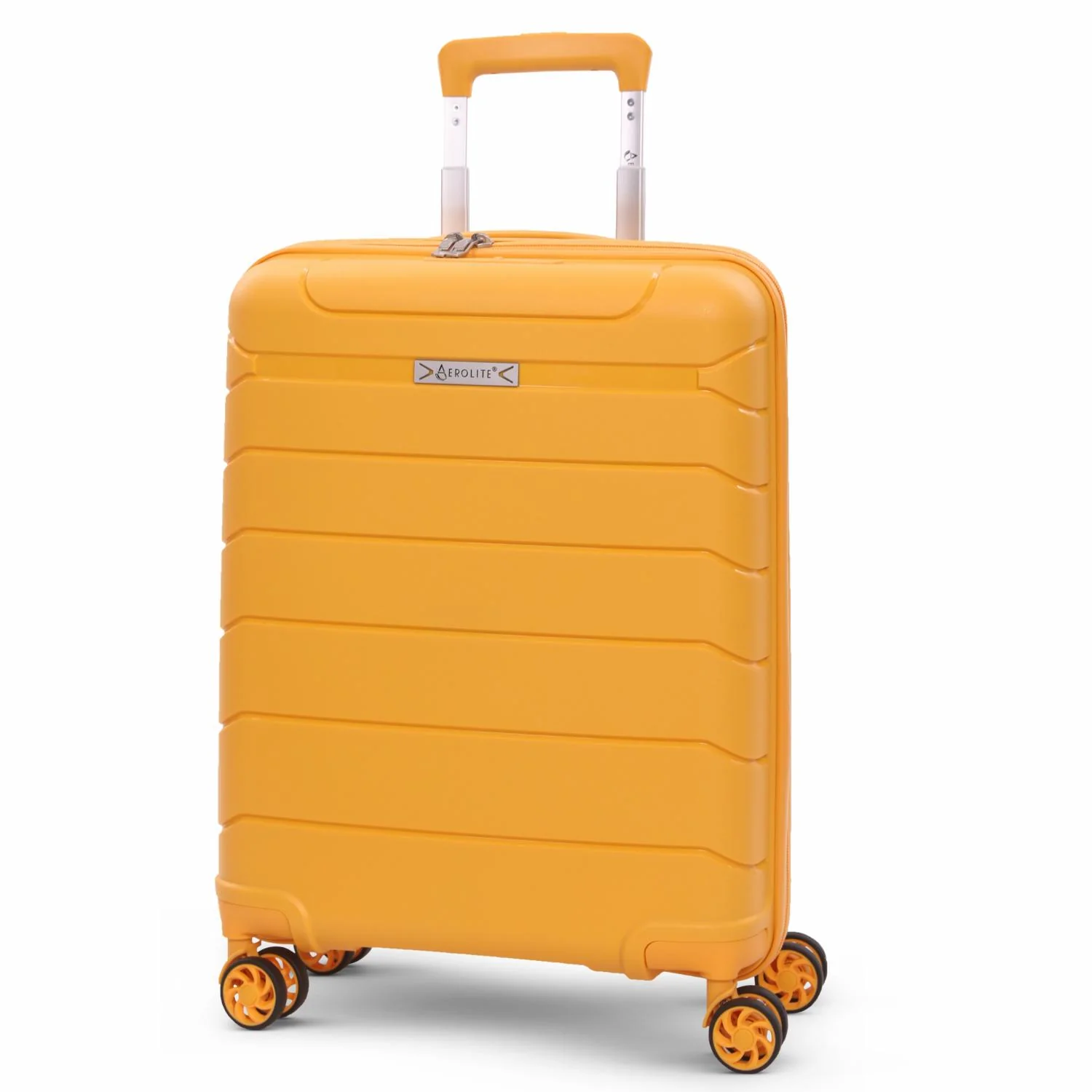 Aerolite Premium PP Expandable Cabin Suitcase 55x40x20cm to 55x40x23cm, Ryanair & Wizz Air Priority Max Size, Lightweight Polypropylene Hard Shell Carry-On with 4 Wheels & TSA Lock - Mango - Image 8