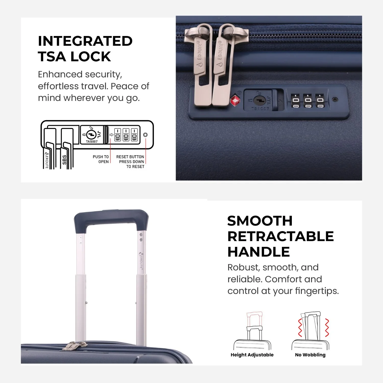 Aerolite Premium PP Expandable Cabin Suitcase 55x40x20cm to 55x40x23cm, Ryanair & Wizz Air Priority Max Size, Lightweight Polypropylene Hard Shell Carry-On with 4 Wheels & TSA Lock - Navy - Image 6