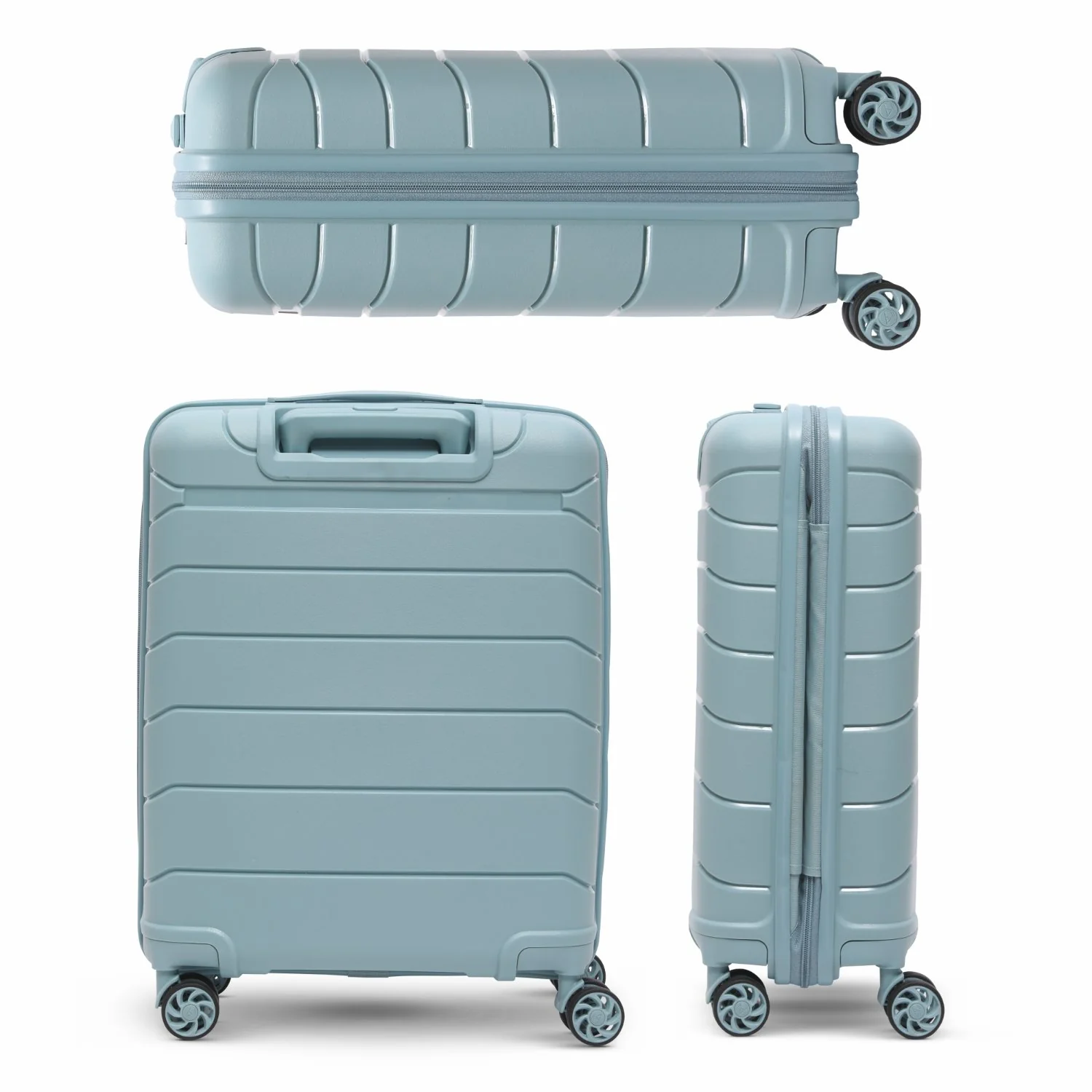 Aerolite Premium PP 4 Piece Hard Shell 4 Dual Wheel Spinner Travel Luggage Suitcase Set , Expandable Cabin + Medium + Large + Extra Large - Sage - Image 9