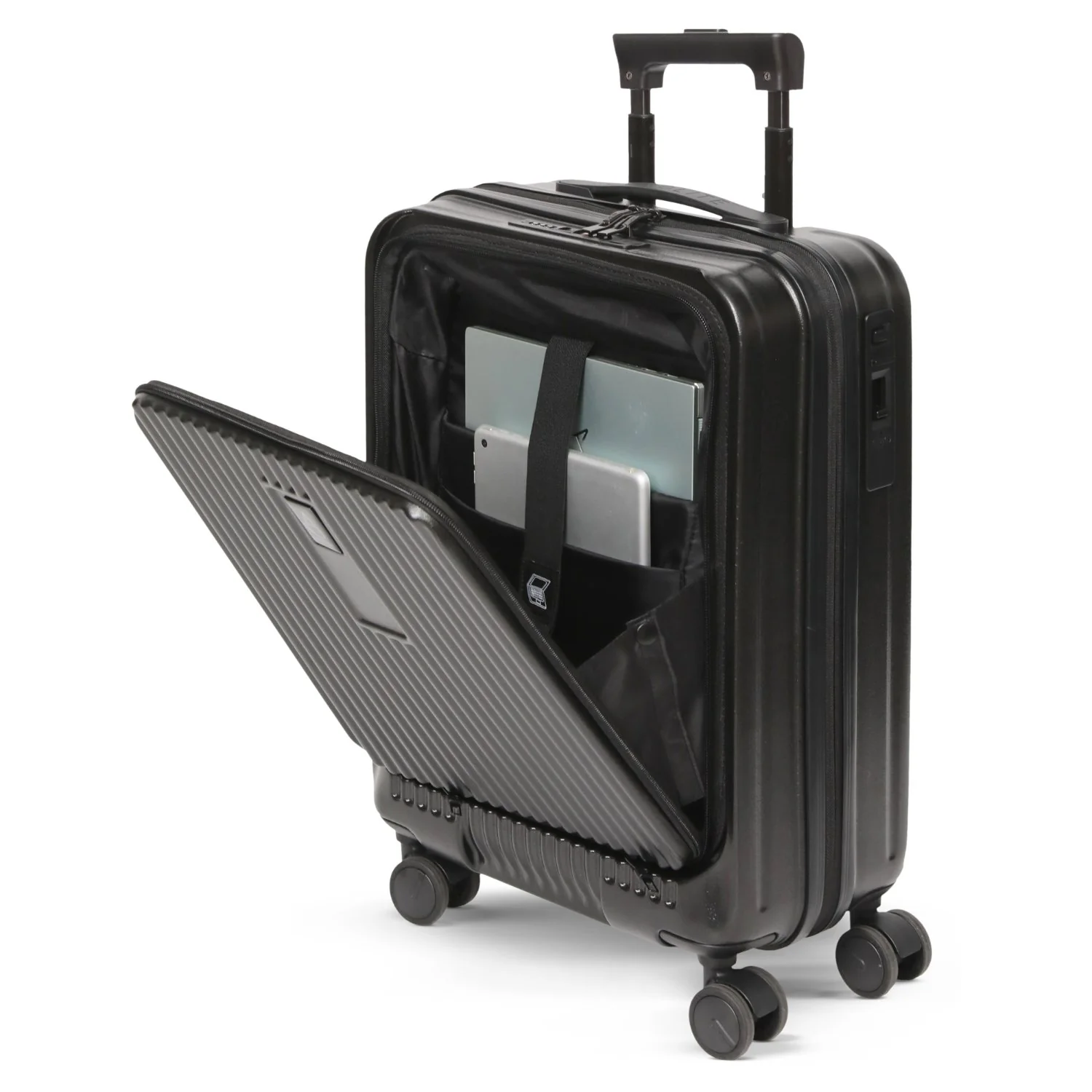 Aerolite M-Lite Smart 21” Cabin Suitcase – Expandable 55x40x20cm to 55x40x23cm, Front Laptop Compartment, Silent Japanese Hinomoto Wheels with Brake Button, Durable Polypropylene, USB Charging & TSA Lock - Image 10