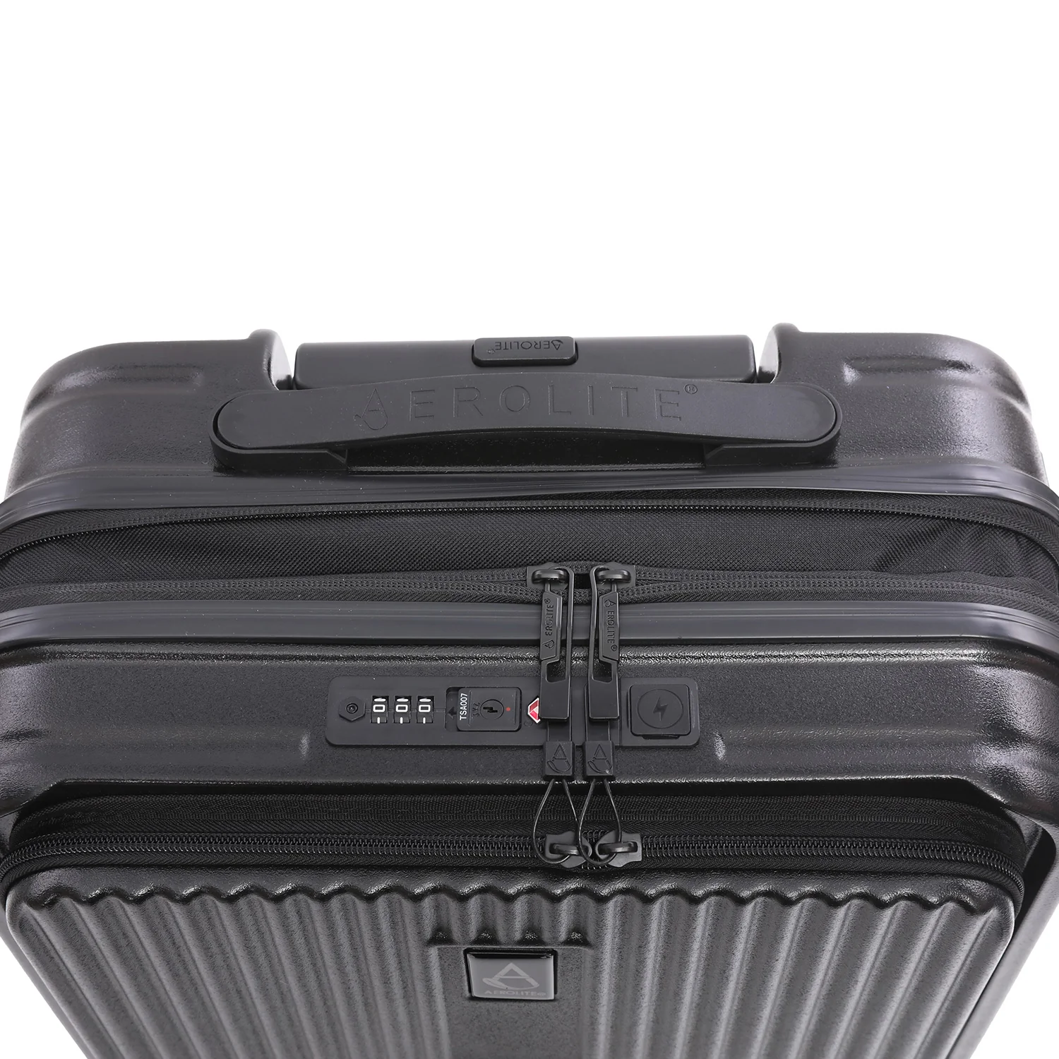 Aerolite M-Lite Smart 21” Cabin Suitcase – Expandable 55x40x20cm to 55x40x23cm, Front Laptop Compartment, Silent Japanese Hinomoto Wheels with Brake Button, Durable Polypropylene, USB Charging & TSA Lock - Image 13