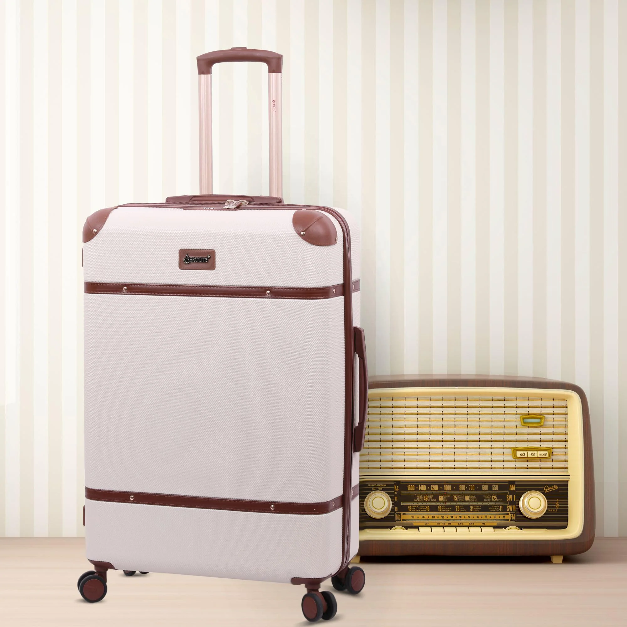 Aerolite Vintage Classic Retro Style Lightweight ABS Hard Shell Luggage With In-Built TSA Lock & Ultra Quiet Hinomoto 8-Wheels (Cabin 21", Medium 25", Large 29") - Image 13