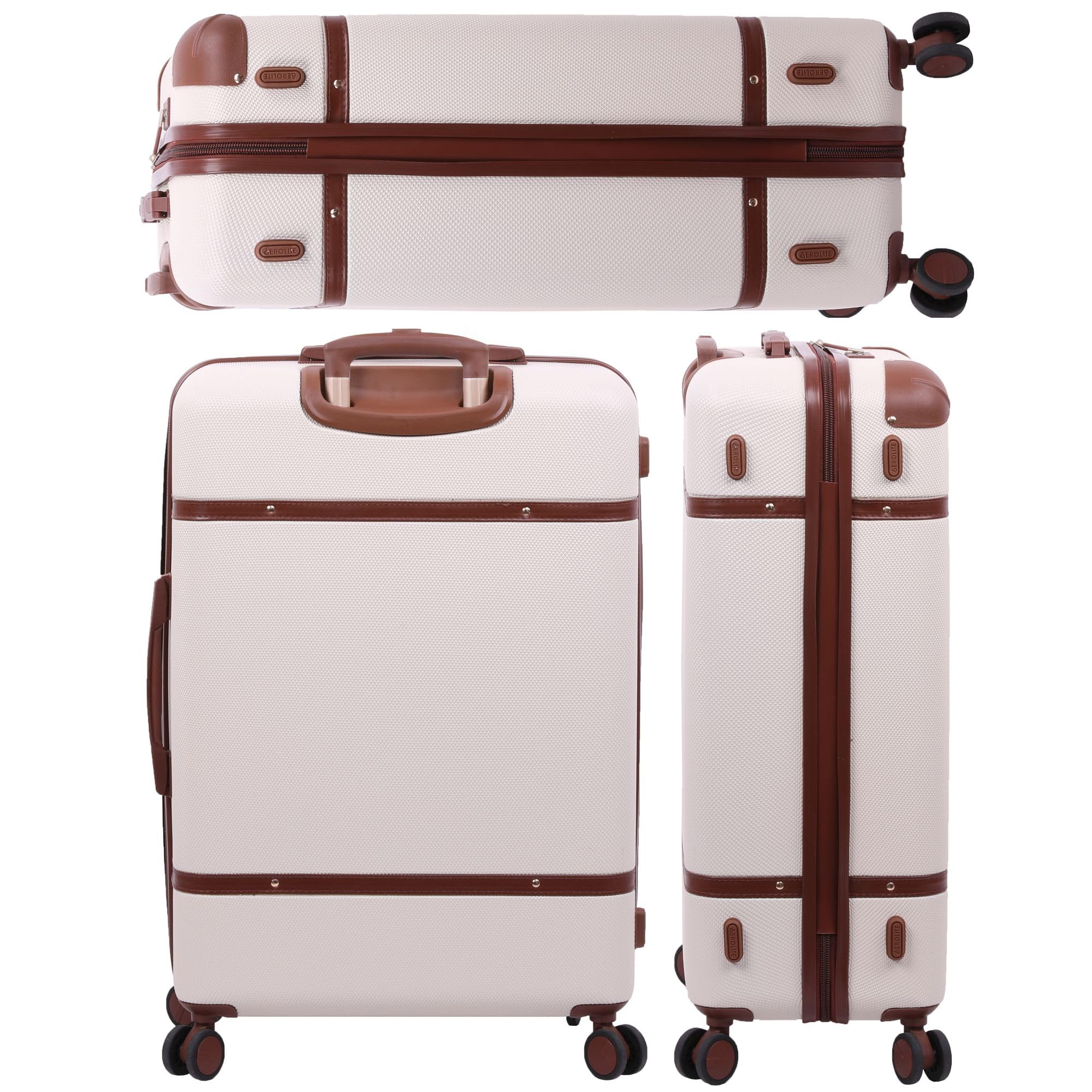 Aerolite Vintage Classic Retro Style Lightweight ABS Hard Shell Luggage With In-Built TSA Lock & Ultra Quiet Hinomoto 8-Wheels (Cabin 21", Medium 25", Large 29") - Image 14