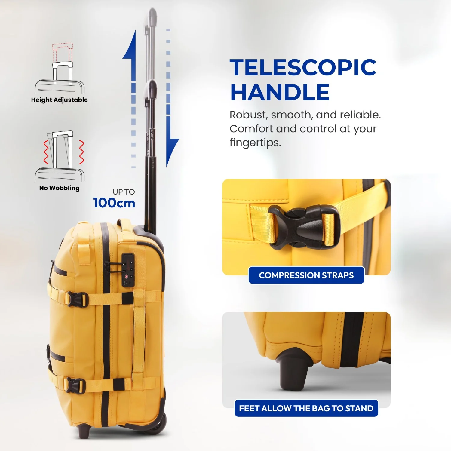 Aerolite Waterproof 45x36x20cm Easyjet Underseat Cabin Bag – 32L Travel Trolley with 2 Wheels, TSA Lock & 15.6” Laptop Compartment – Easyjet Maximum Size Hand Luggage - Mango - Image 4