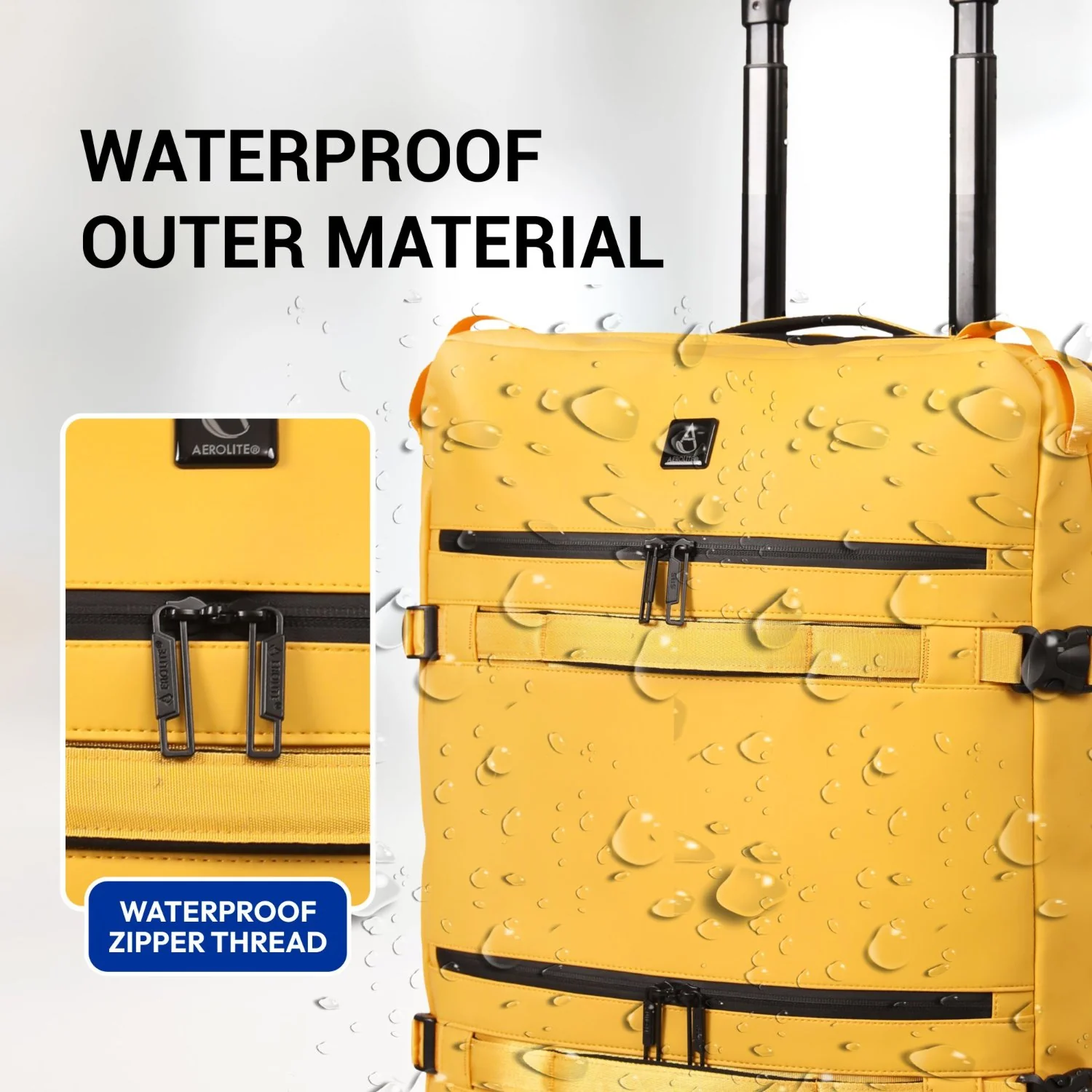 Aerolite Waterproof Trolley Cabin Bag, Ryanair Priority Max Size 55x40×20 cm, 44L Carry-On with 17" Laptop Sleeve, TSA Lock & 2 Wheels – Mango - Image 2