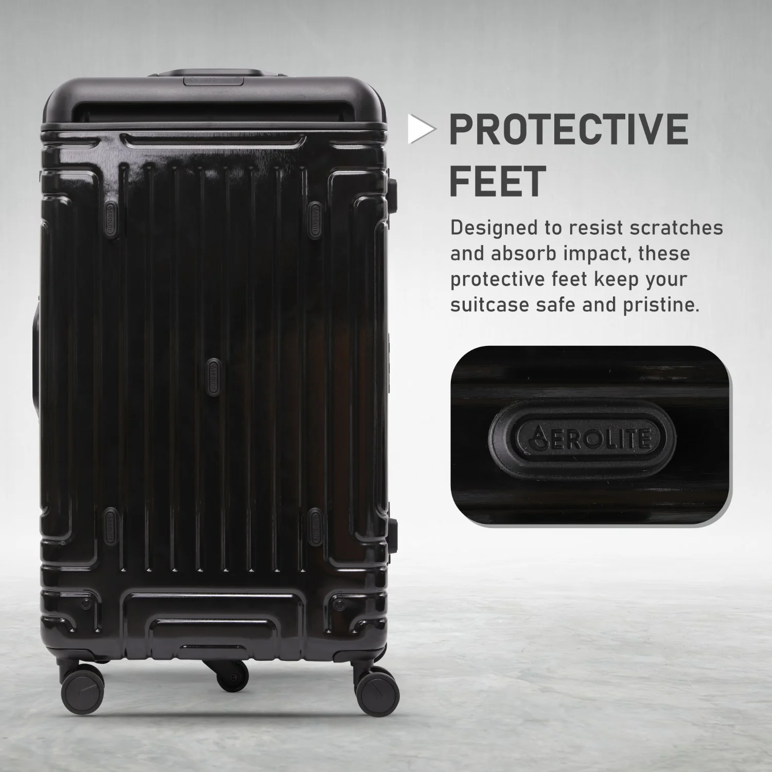 Aerolite Zipperless  Aluminium Frame Trunk, Premium Trunk Suitcase, TSA Latch-Lock, Aluminium Frame, Silent Hinomoto Wheels, 97.6L Large Luggage - Black - Image 4