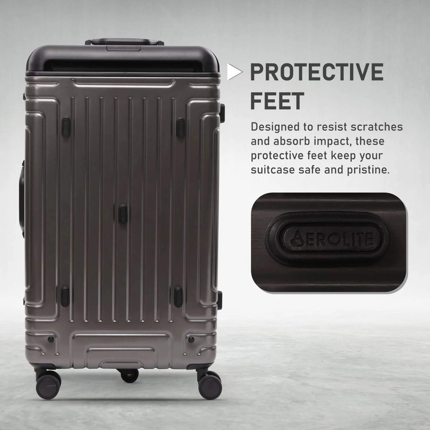 Aerolite Zipperless  Aluminium Frame Trunk, Premium Trunk Suitcase, TSA Latch-Lock, Aluminium Frame, Silent Hinomoto Wheels, 97.6L Large Luggage - Charcoal - Image 4