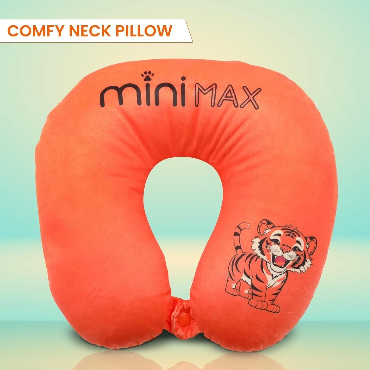 Kids Travel Accessories Set – Neck Pillow, Drawstring Bag & 50 Stickers, Children’s Travel Essentials Bundle for Flights, Holidays & Ride On Suitcases - Tiger - Image 3