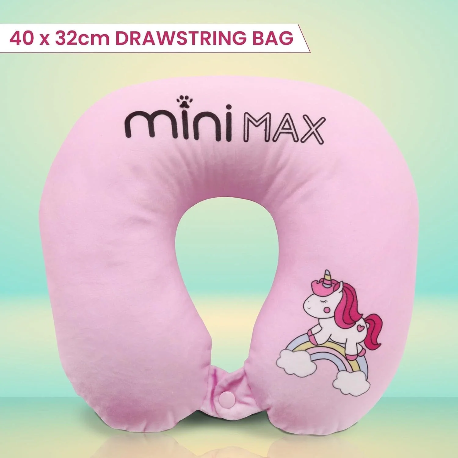 Kids Travel Accessories Set – Neck Pillow, Drawstring Bag & 50 Stickers, Children’s Travel Essentials Bundle for Flights, Holidays & Ride On Suitcases - Unicorn - Image 3