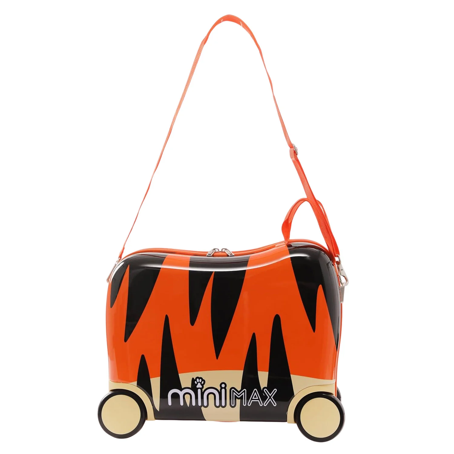 MiniMax 45x36x20cm Kids Tiger Ride-On Suitcase 4PC Set – EasyJet Max Size 29L Children’s Cabin Luggage with Drawstring Bag, Neck Pillow & Stickers - Image 7